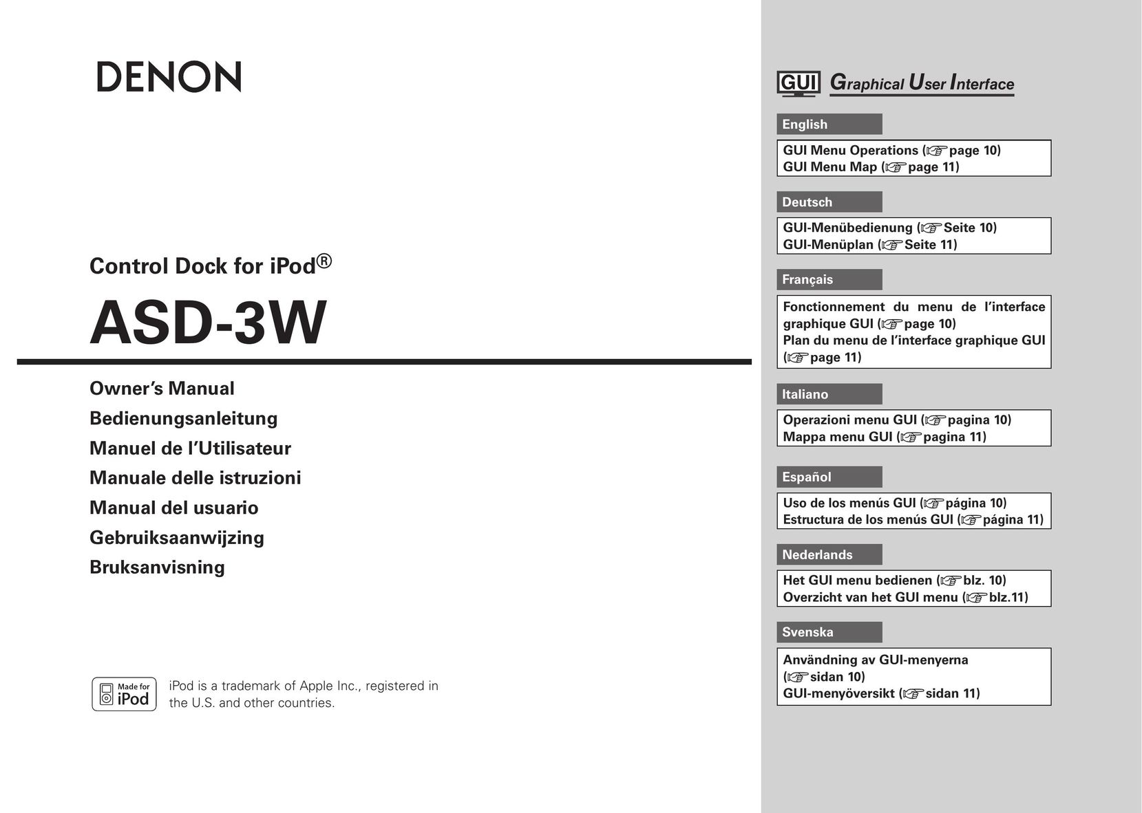 Denon ASD-3W MP3 Docking Station User Manual