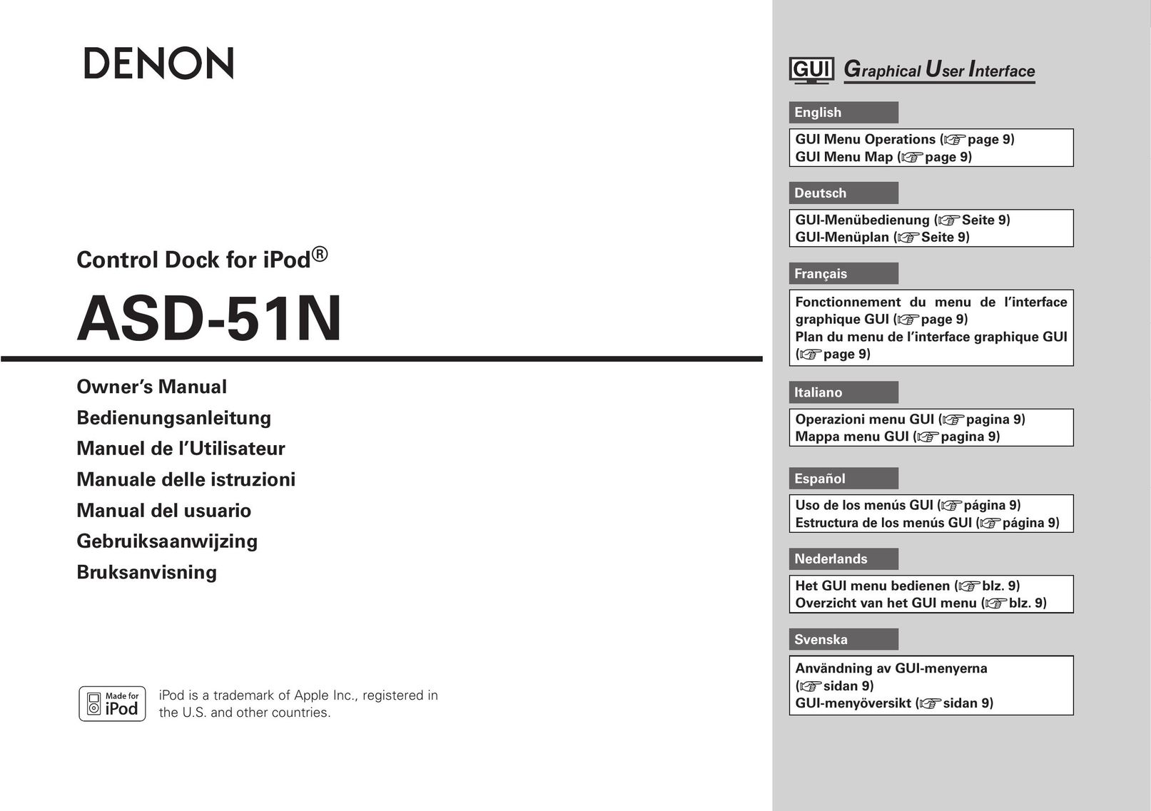 Denon ASD-51N MP3 Docking Station User Manual