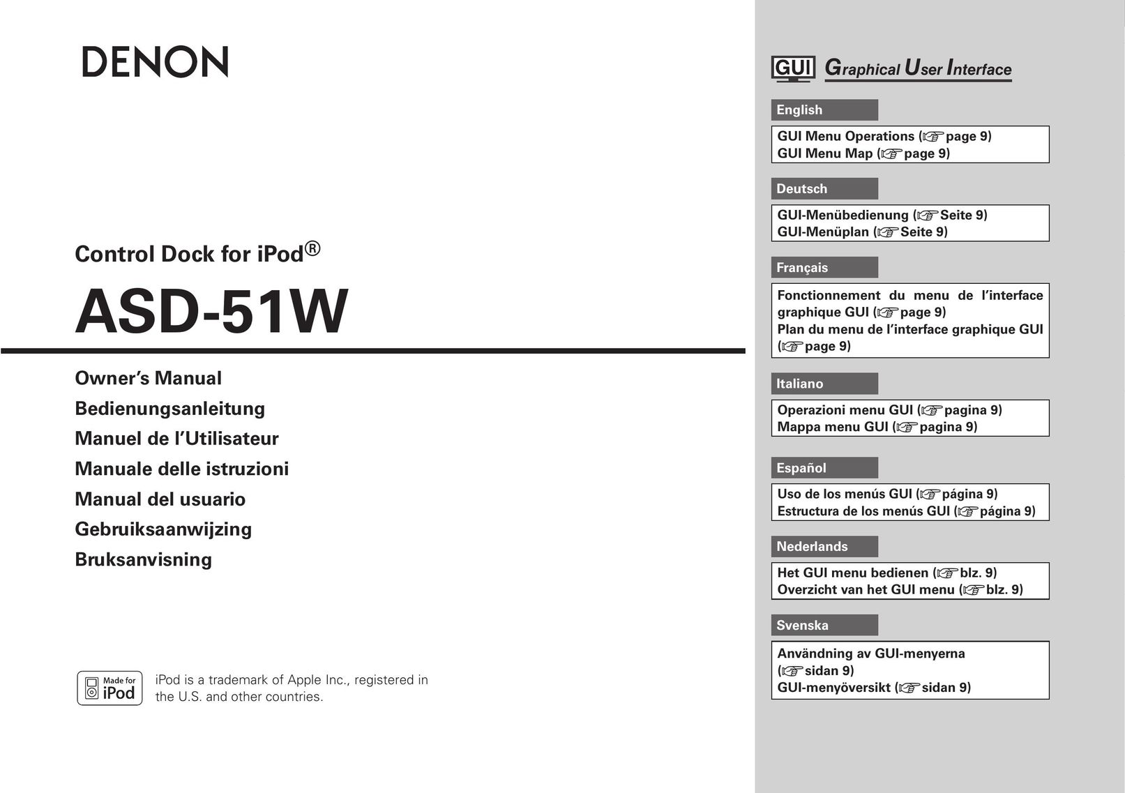 Denon ASD-51W MP3 Docking Station User Manual