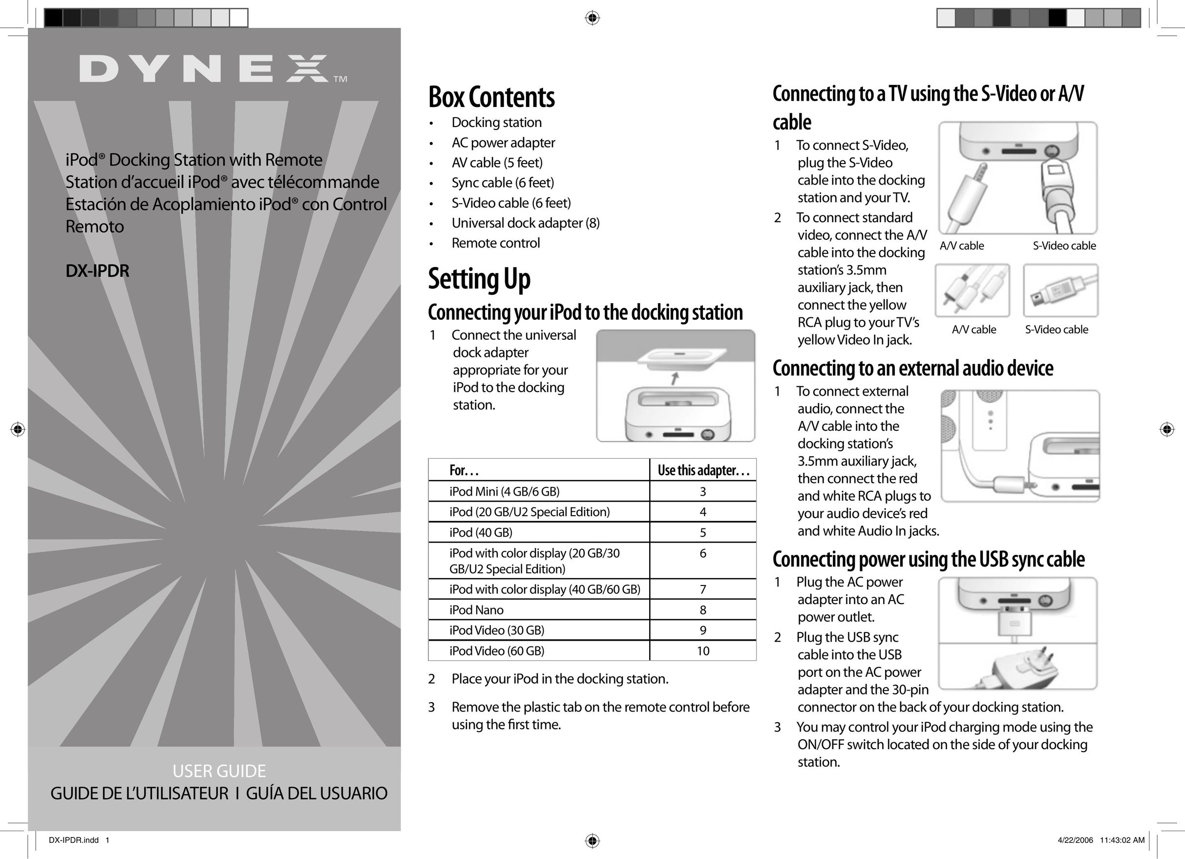 Dynex DX-IPDR MP3 Docking Station User Manual