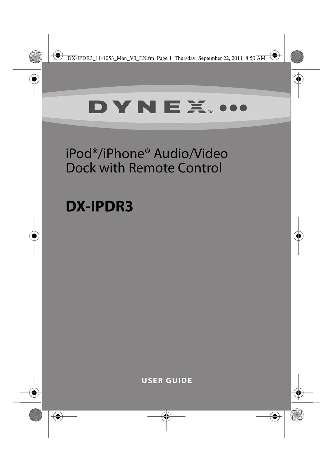 Dynex dx-ipdr3 MP3 Docking Station User Manual
