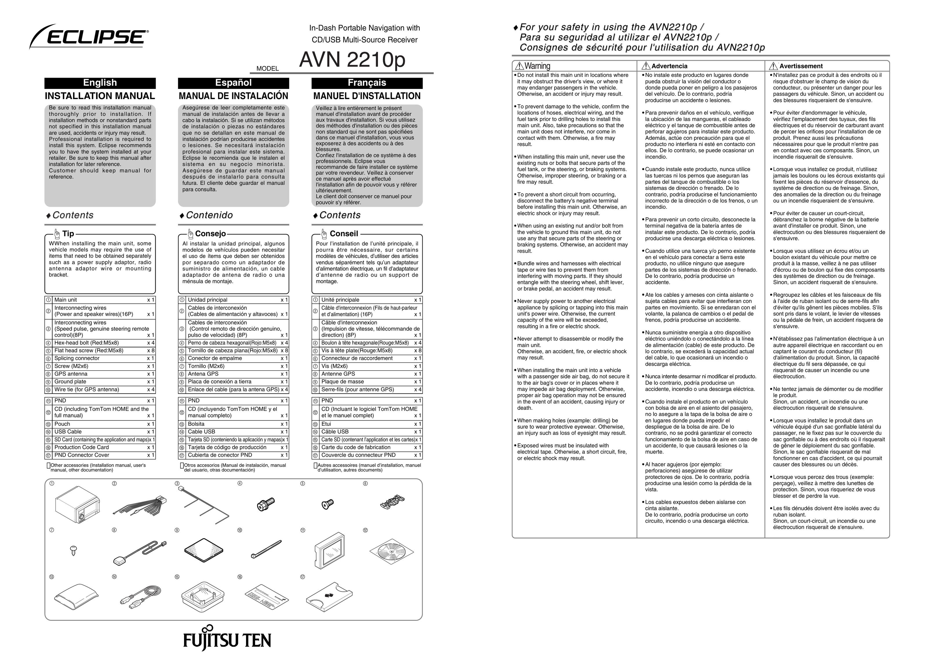 Eclipse - Fujitsu Ten AVN 2210P MP3 Docking Station User Manual