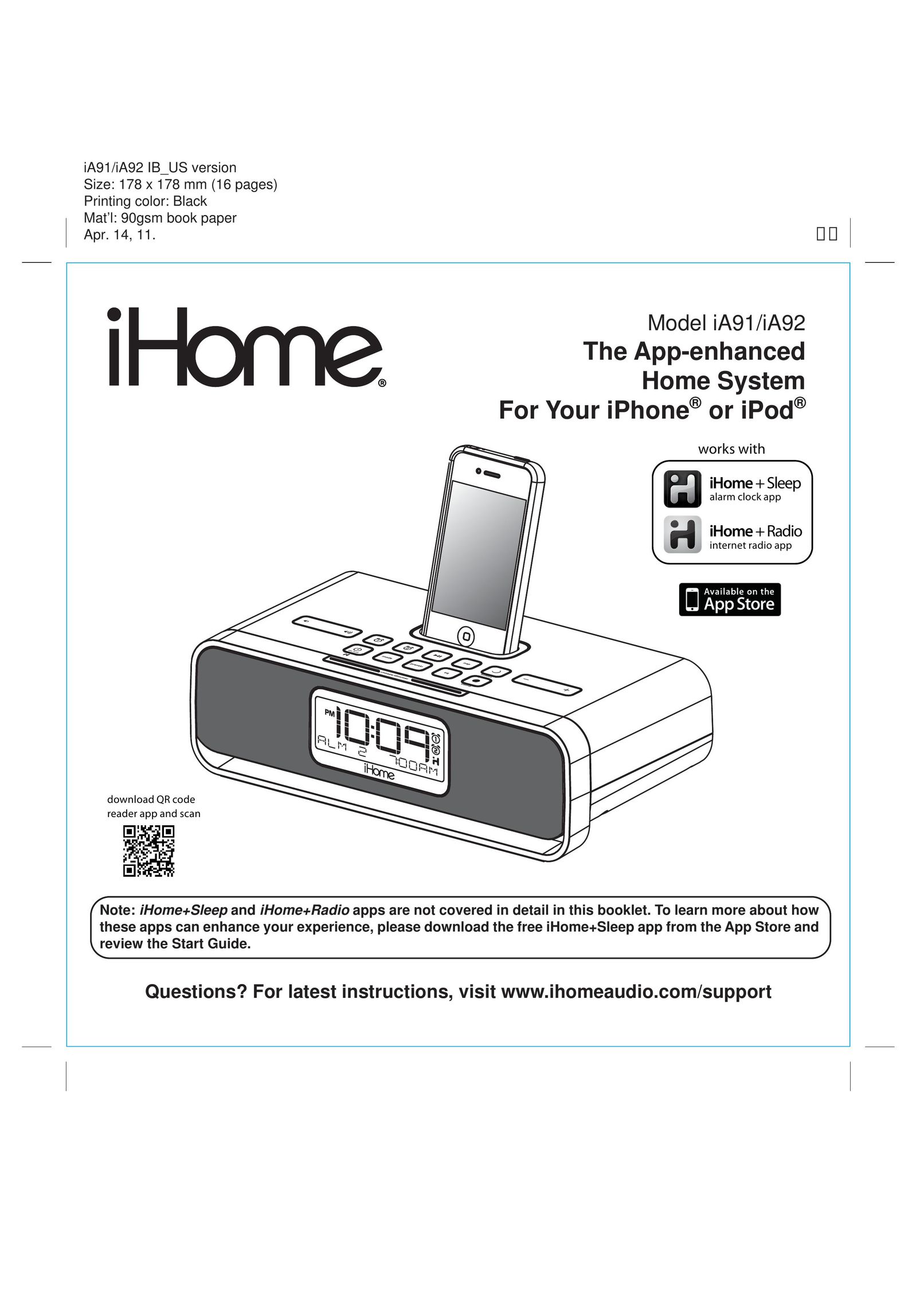 iHome IA91 MP3 Docking Station User Manual