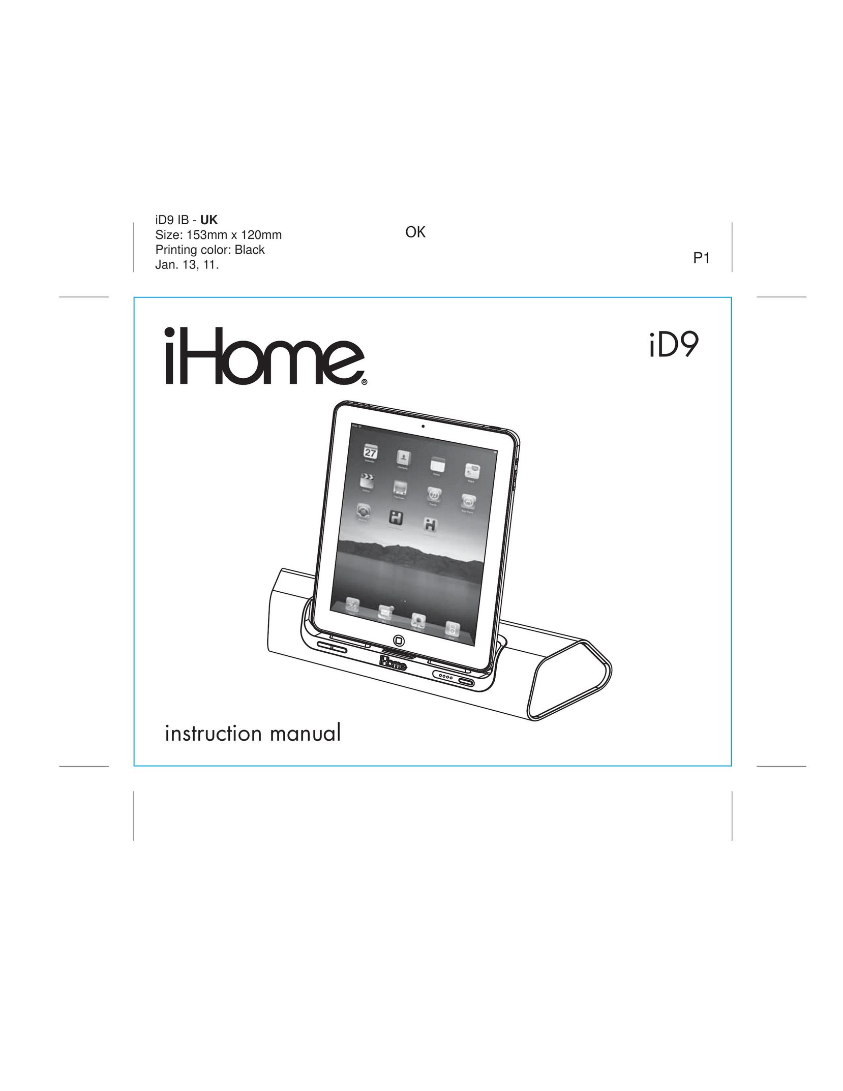 iHome ID9 MP3 Docking Station User Manual