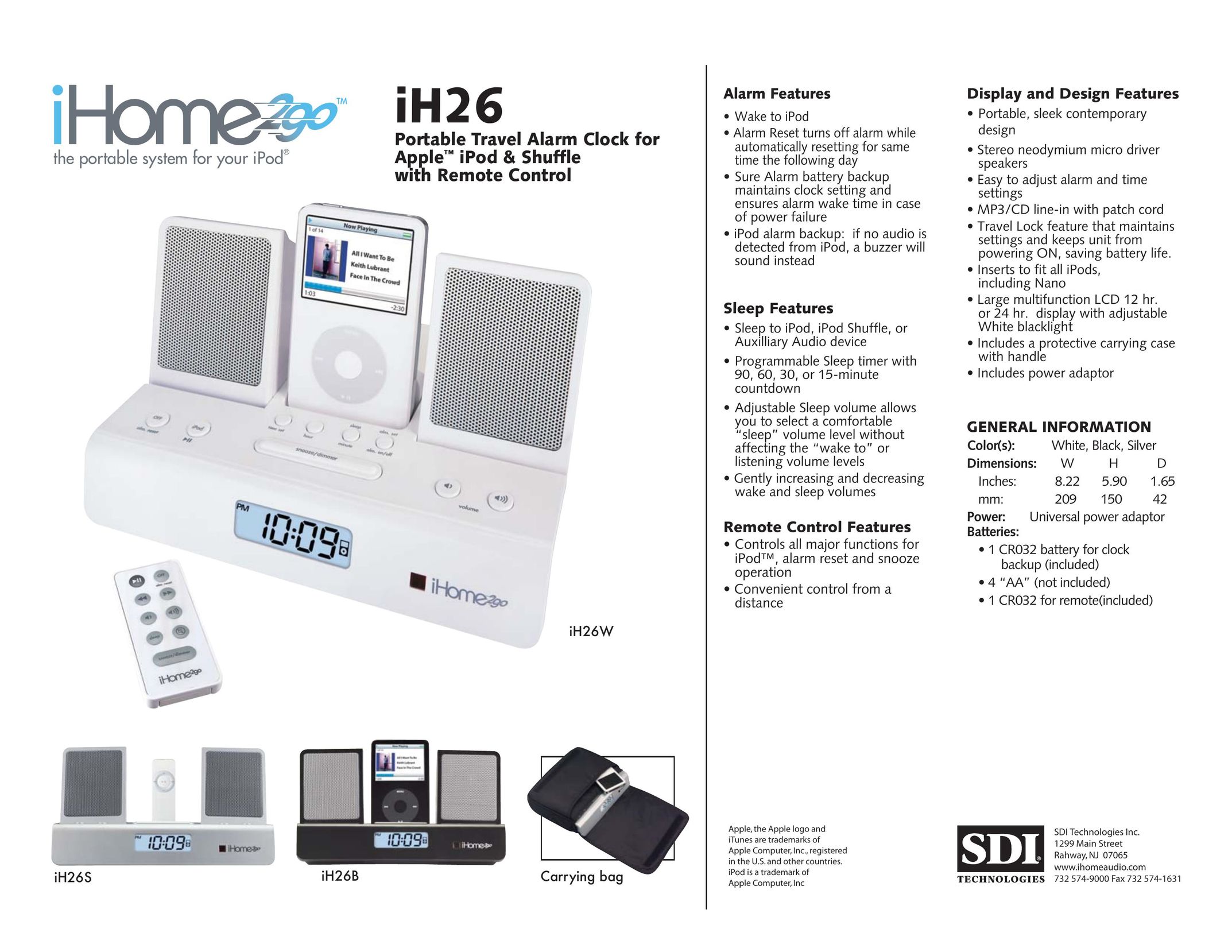 iHome iH26B MP3 Docking Station User Manual