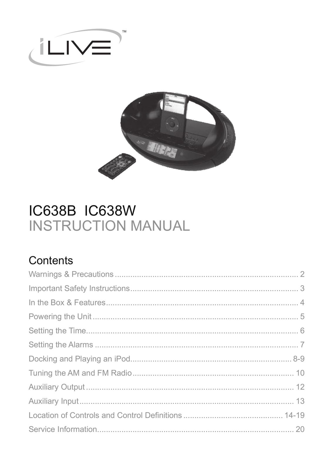 iLive IC638W MP3 Docking Station User Manual