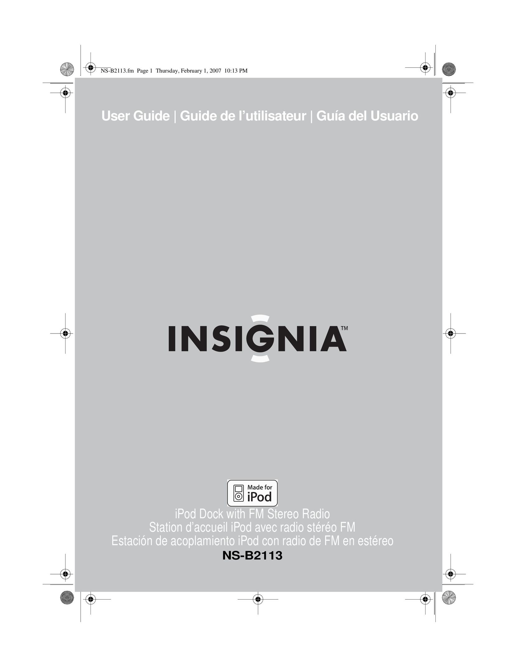 Insignia NS-B2113 MP3 Docking Station User Manual