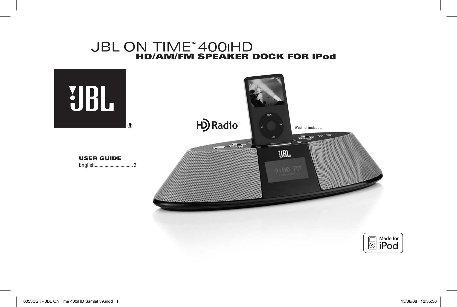 JBL 400IHD MP3 Docking Station User Manual