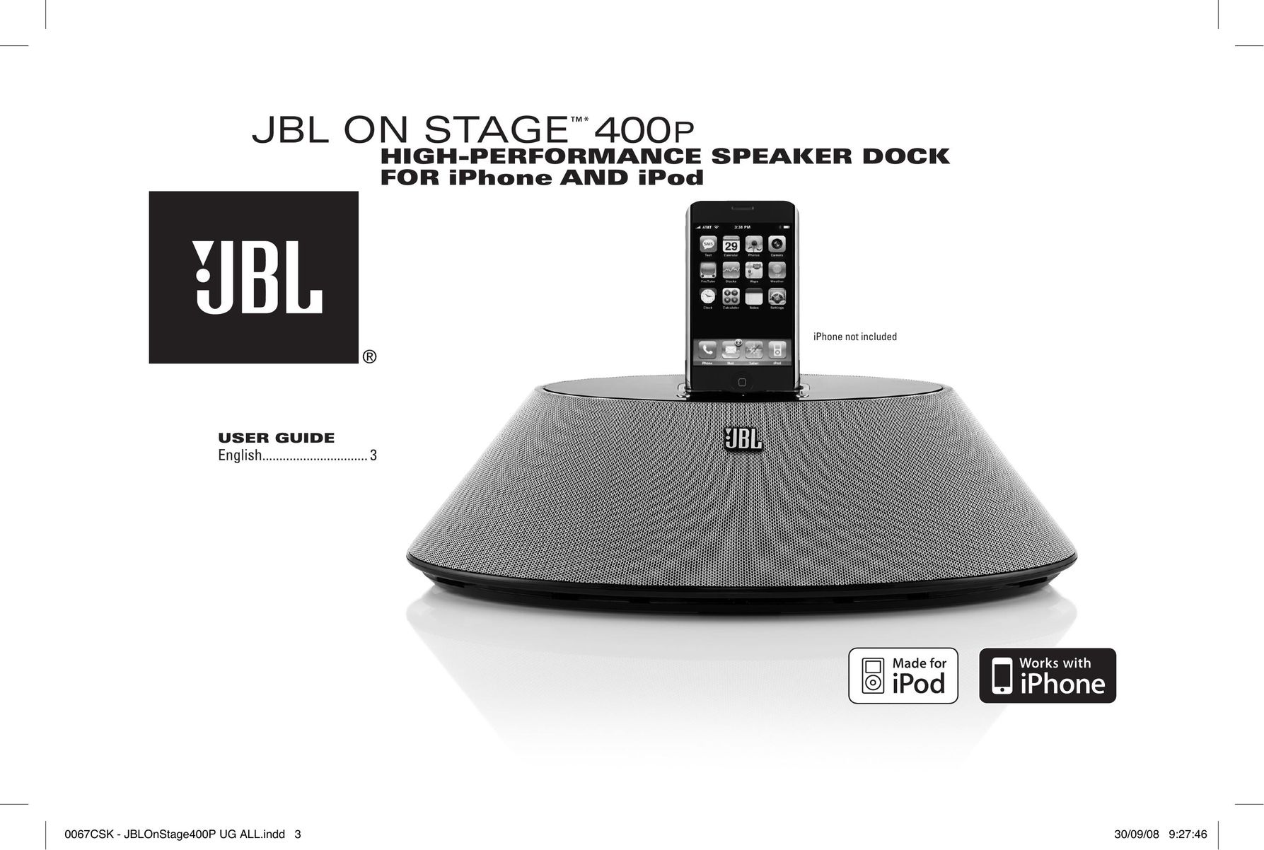 JBL 400P MP3 Docking Station User Manual