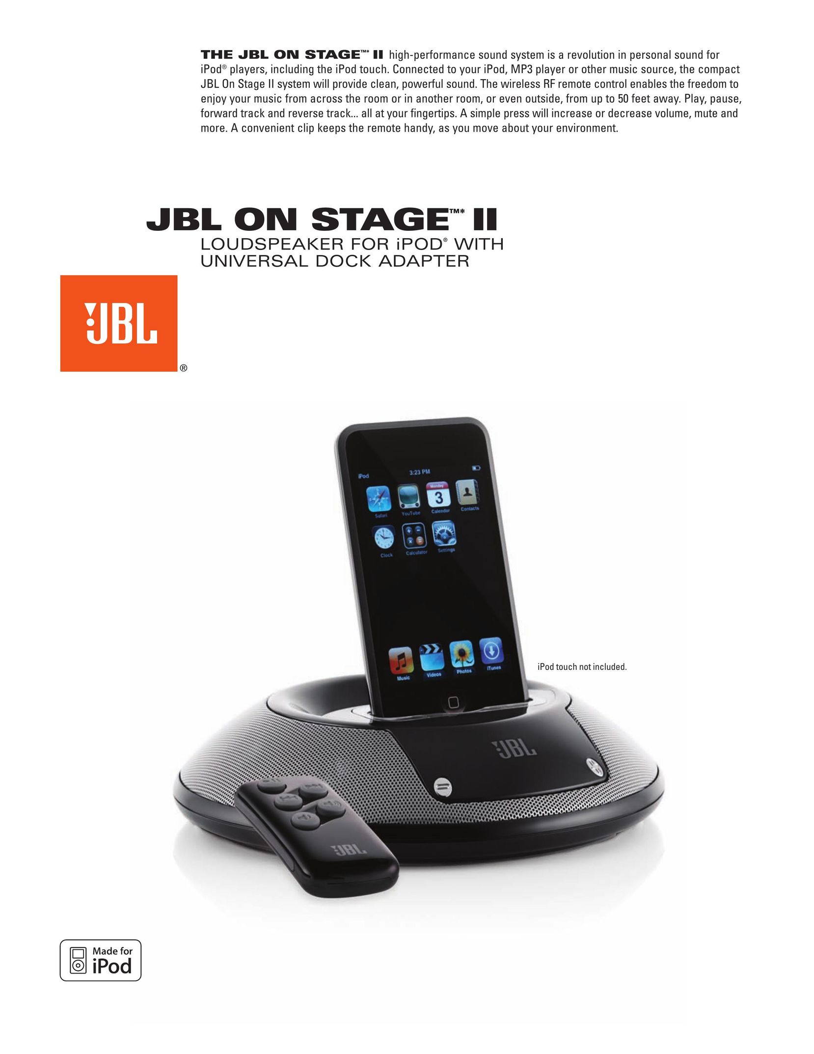 JBL Stage III MP3 Docking Station User Manual