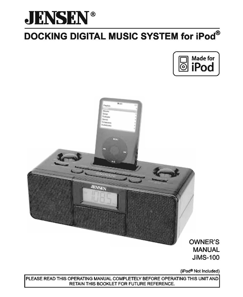 Jensen JiMS-100 MP3 Docking Station User Manual