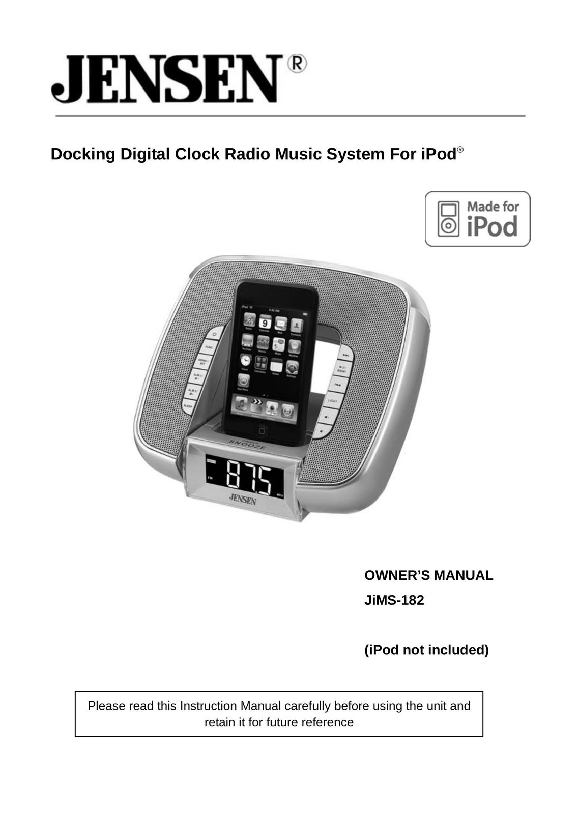 Jensen JiMS-182 MP3 Docking Station User Manual