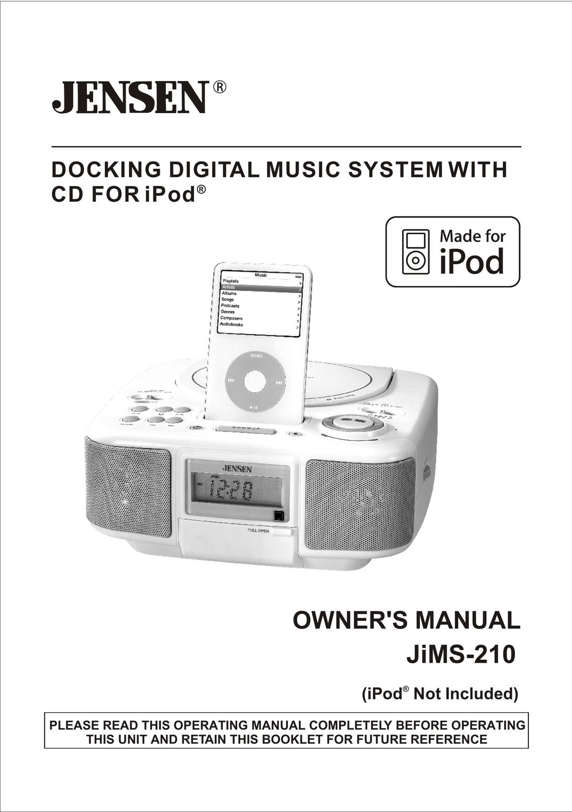 Jensen JiMS-210 MP3 Docking Station User Manual