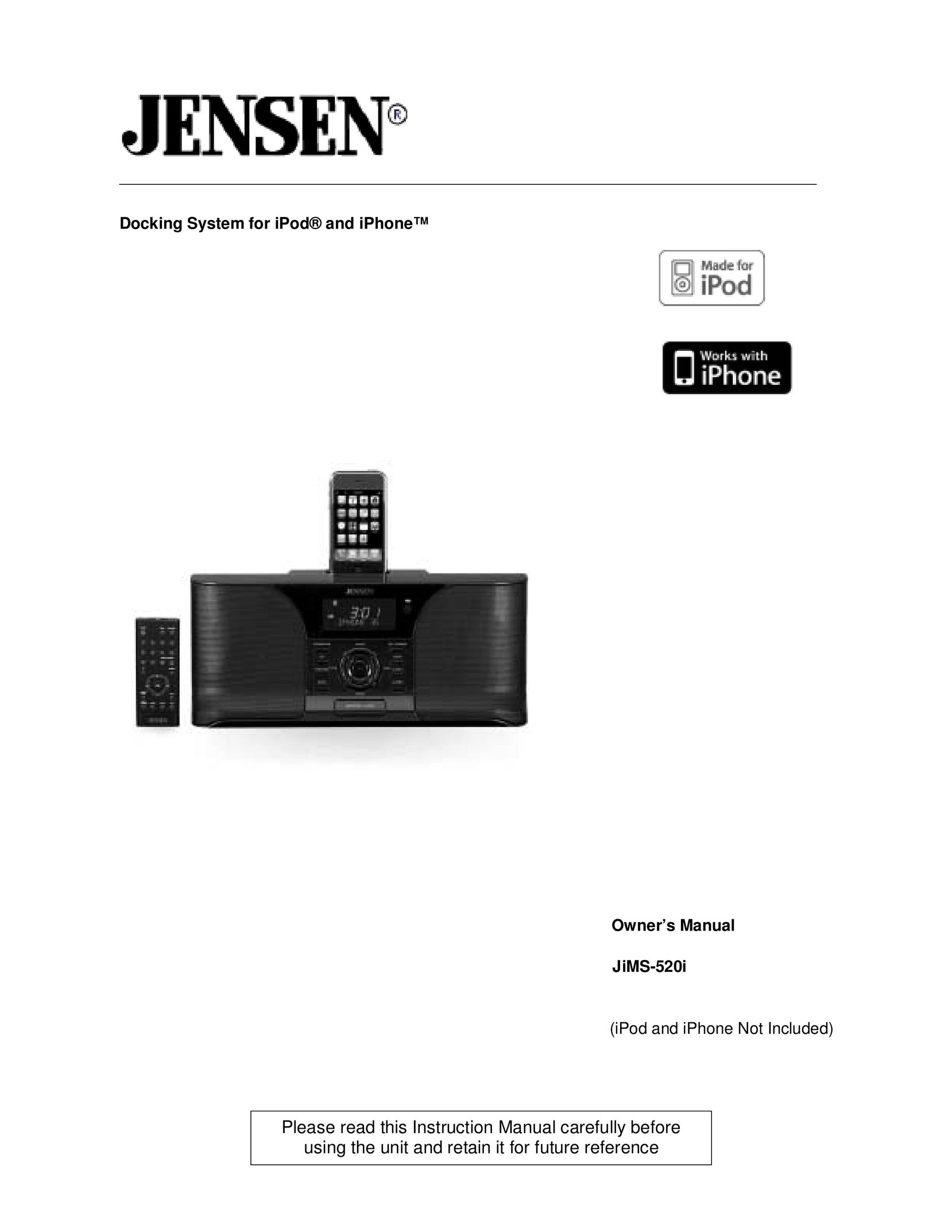 Jensen JiMS-520i MP3 Docking Station User Manual