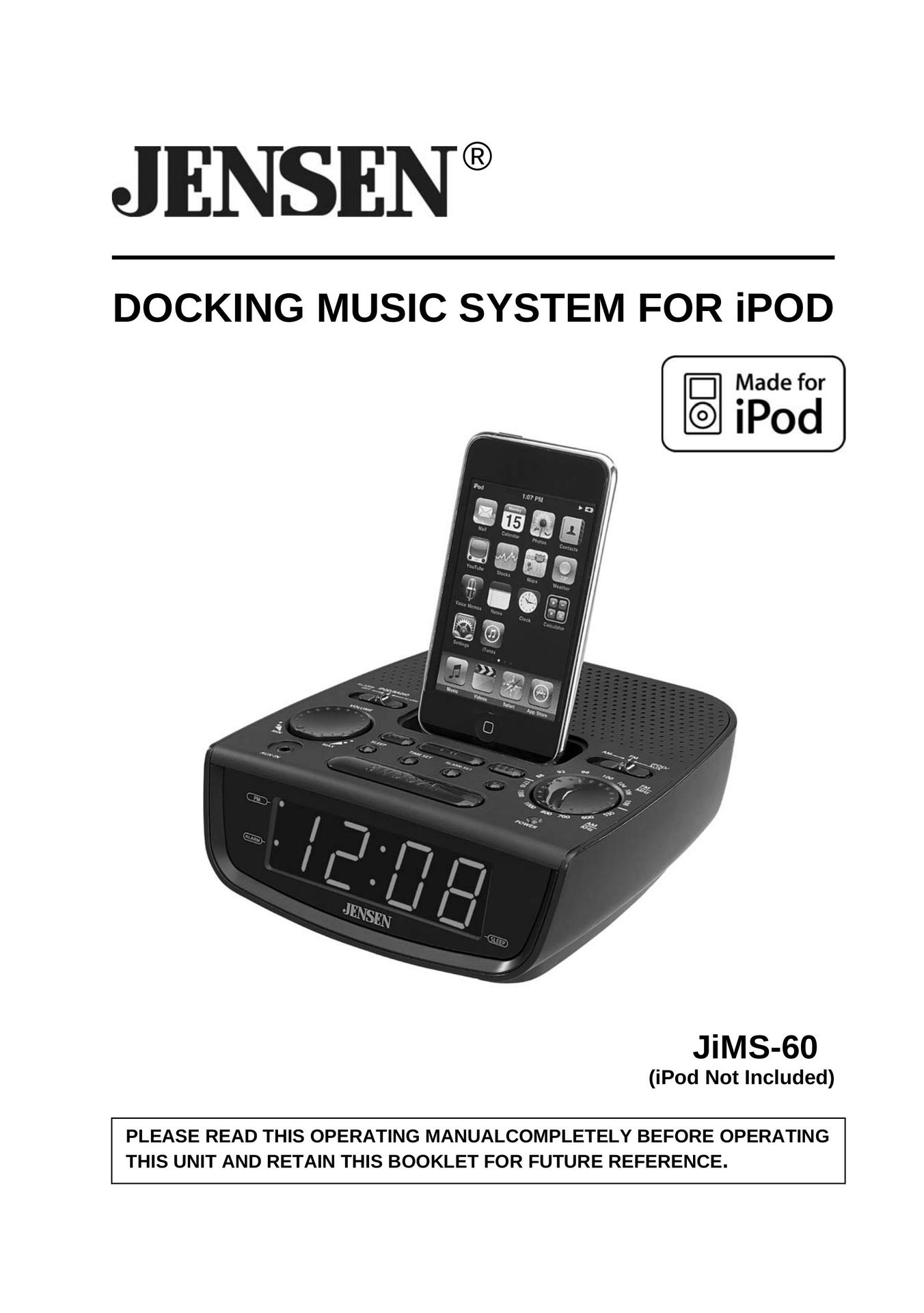 Jensen JiMS-60 MP3 Docking Station User Manual