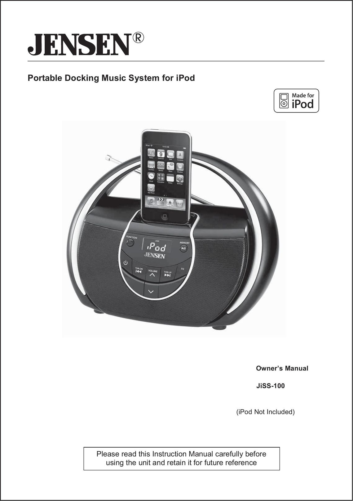 Jensen JiSS-100 MP3 Docking Station User Manual