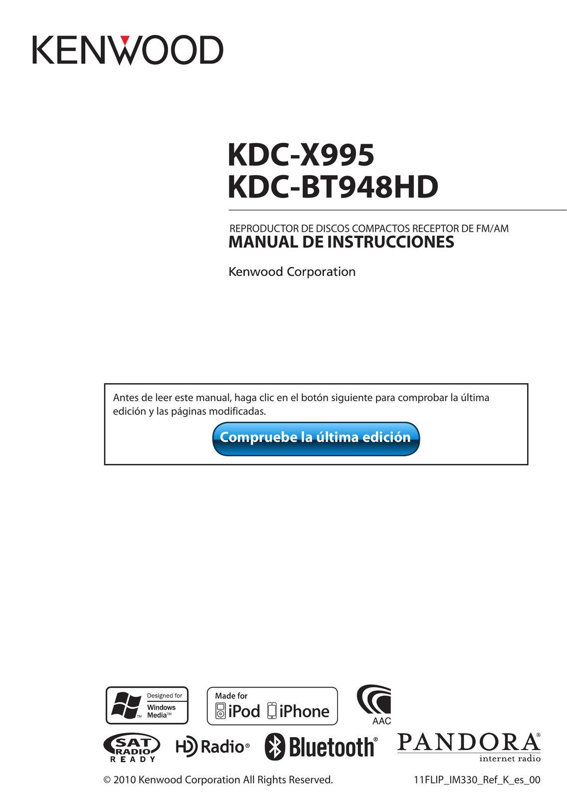 Kenwood KDC-X995 MP3 Docking Station User Manual