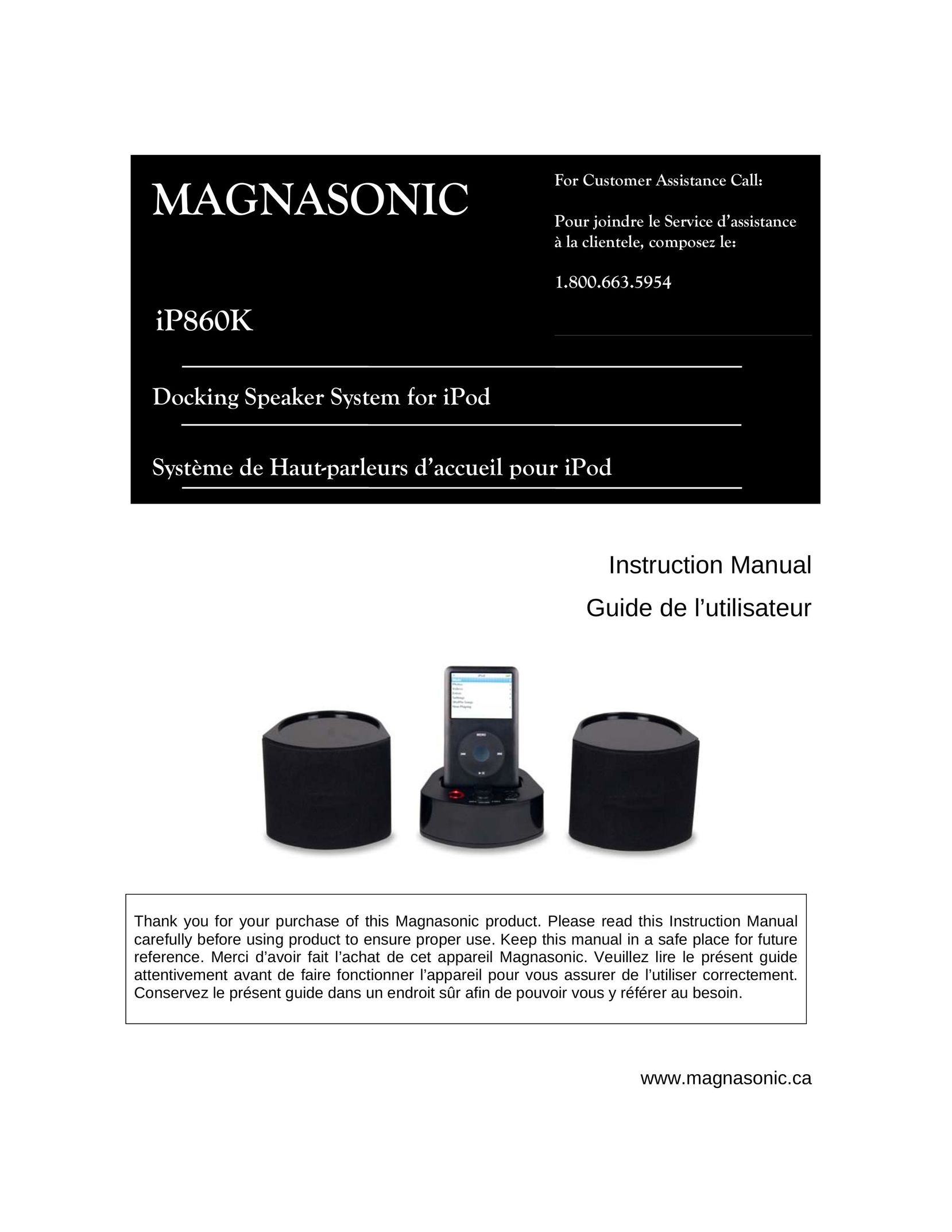 Magnasonic iP860K MP3 Docking Station User Manual