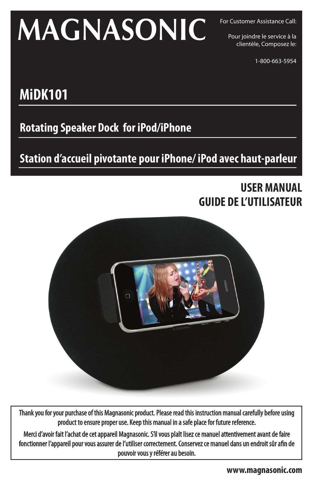 Magnasonic MiDK101 MP3 Docking Station User Manual