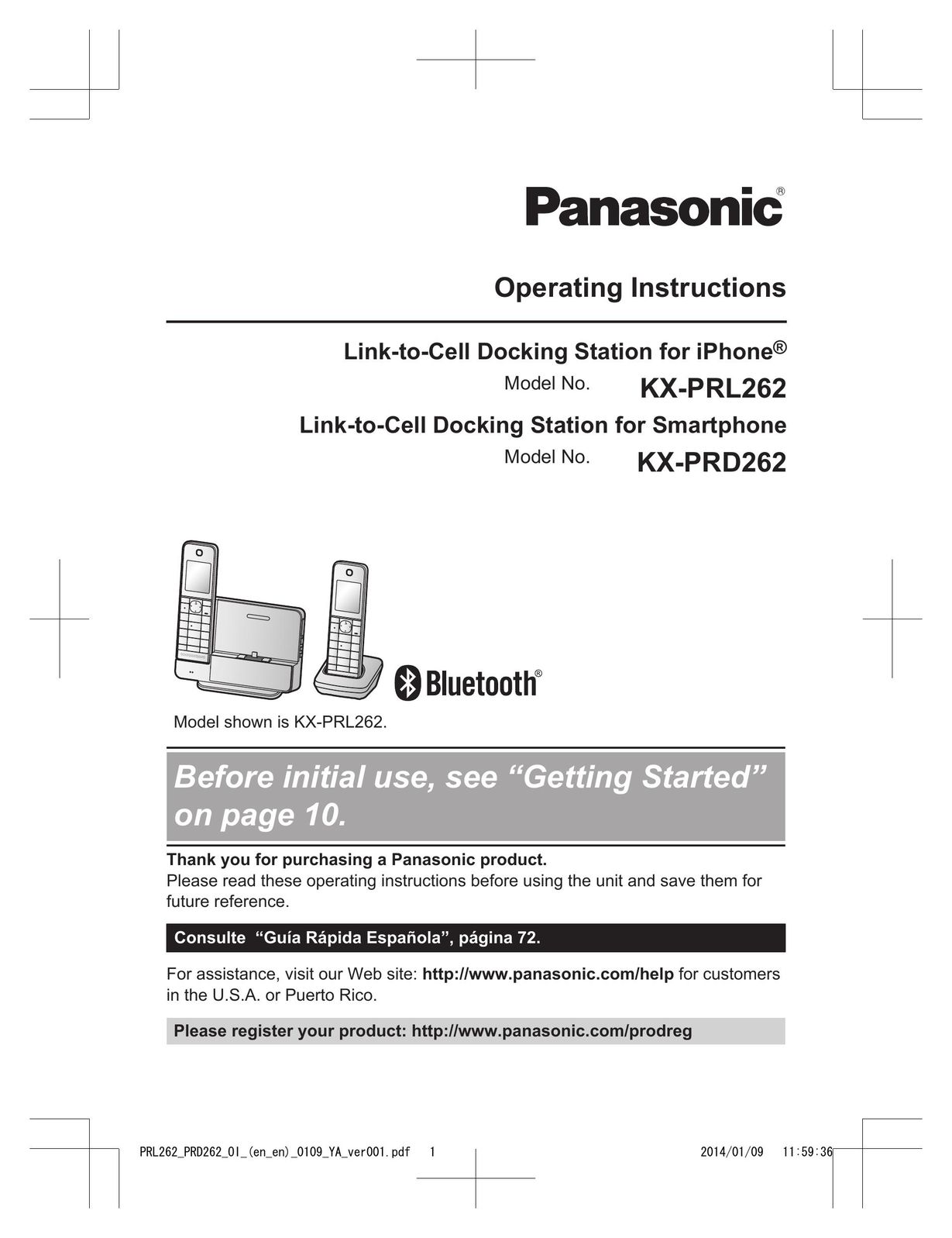 Panasonic KX-PRD262 MP3 Docking Station User Manual