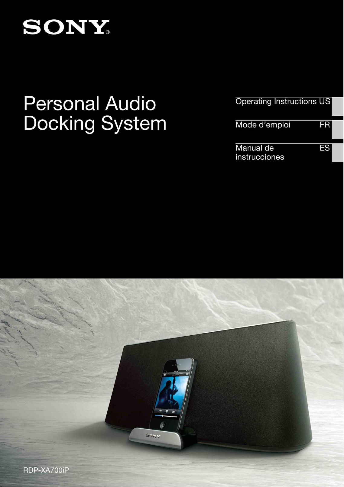 Sony RDPXA700IP MP3 Docking Station User Manual
