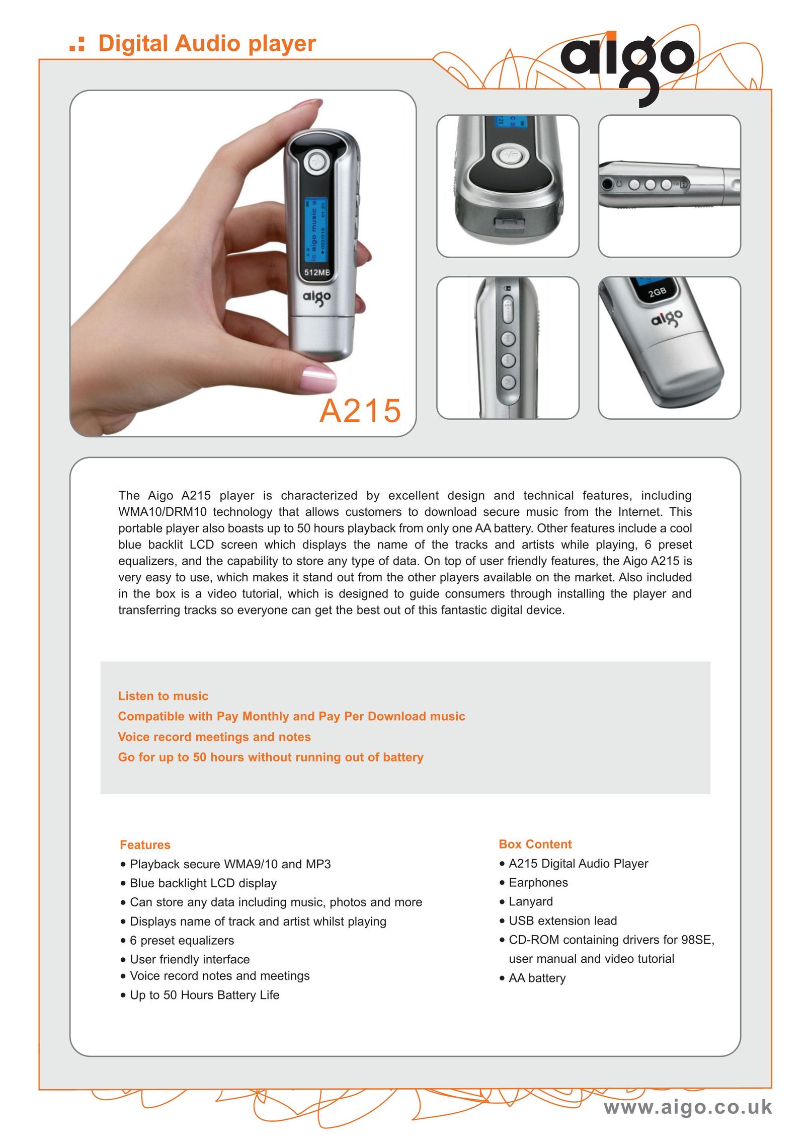 Aigo A215 MP3 Player User Manual