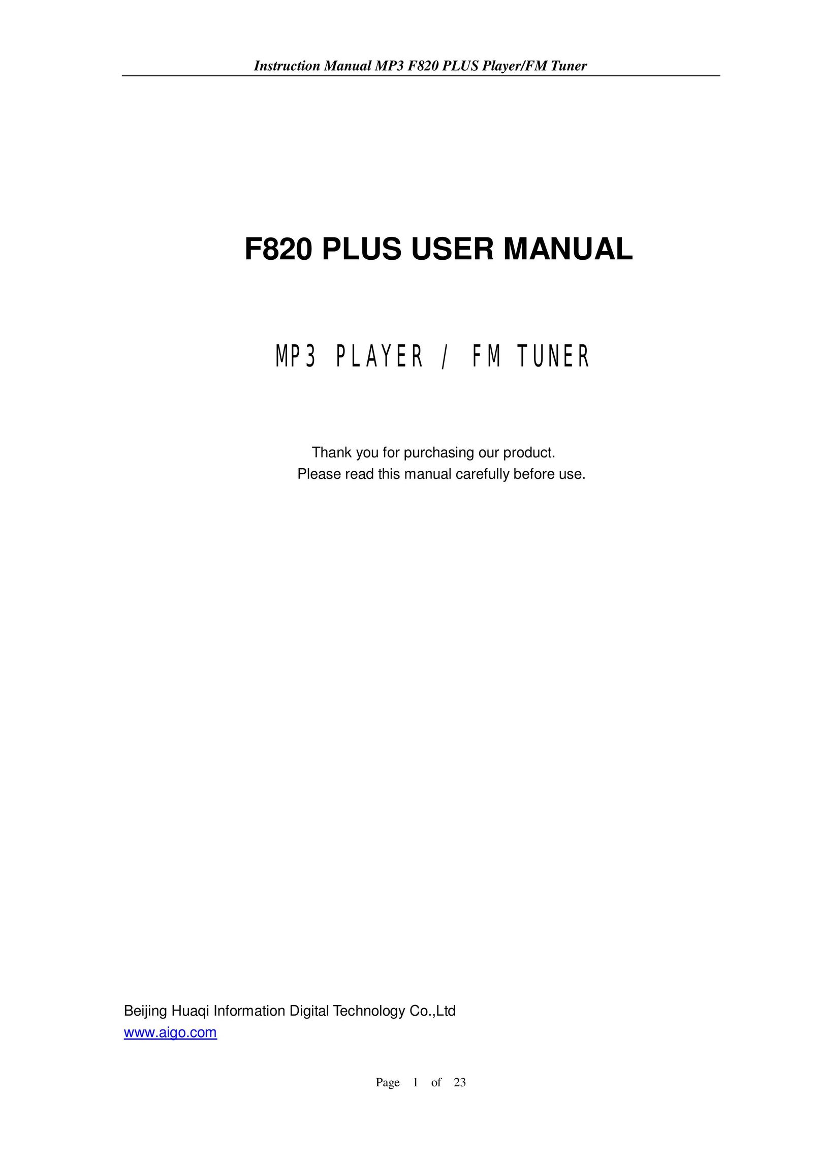 Aigo F820 PLUS MP3 Player User Manual