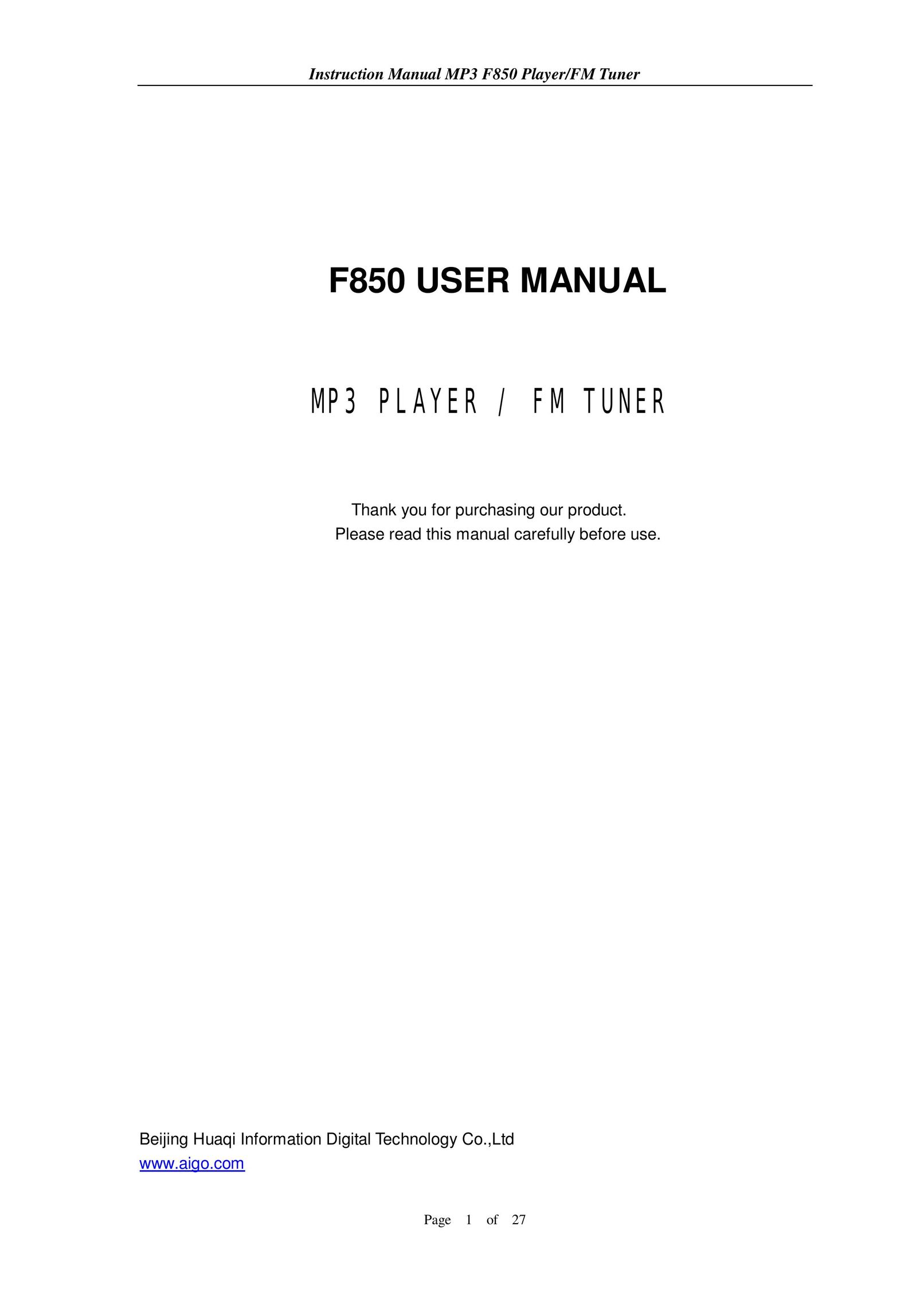 Aigo F850 MP3 Player User Manual