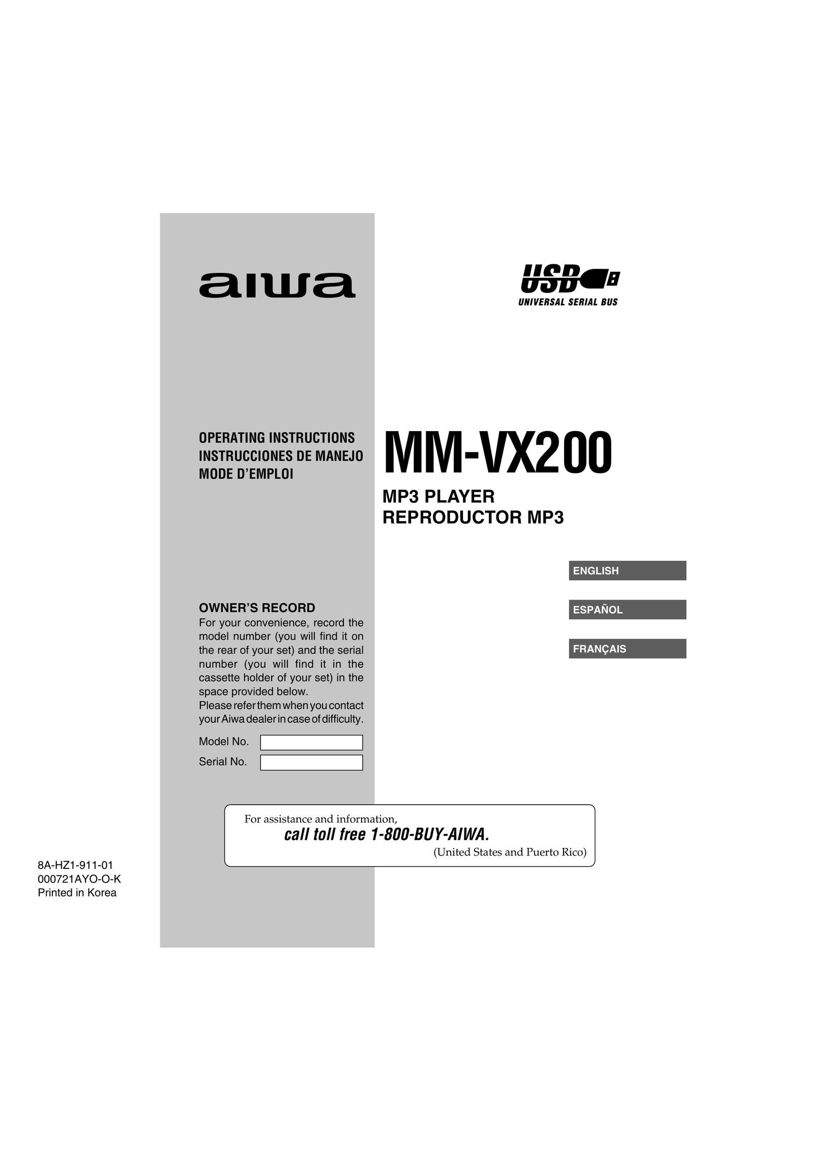 Aiwa MM-VX200 MP3 Player User Manual