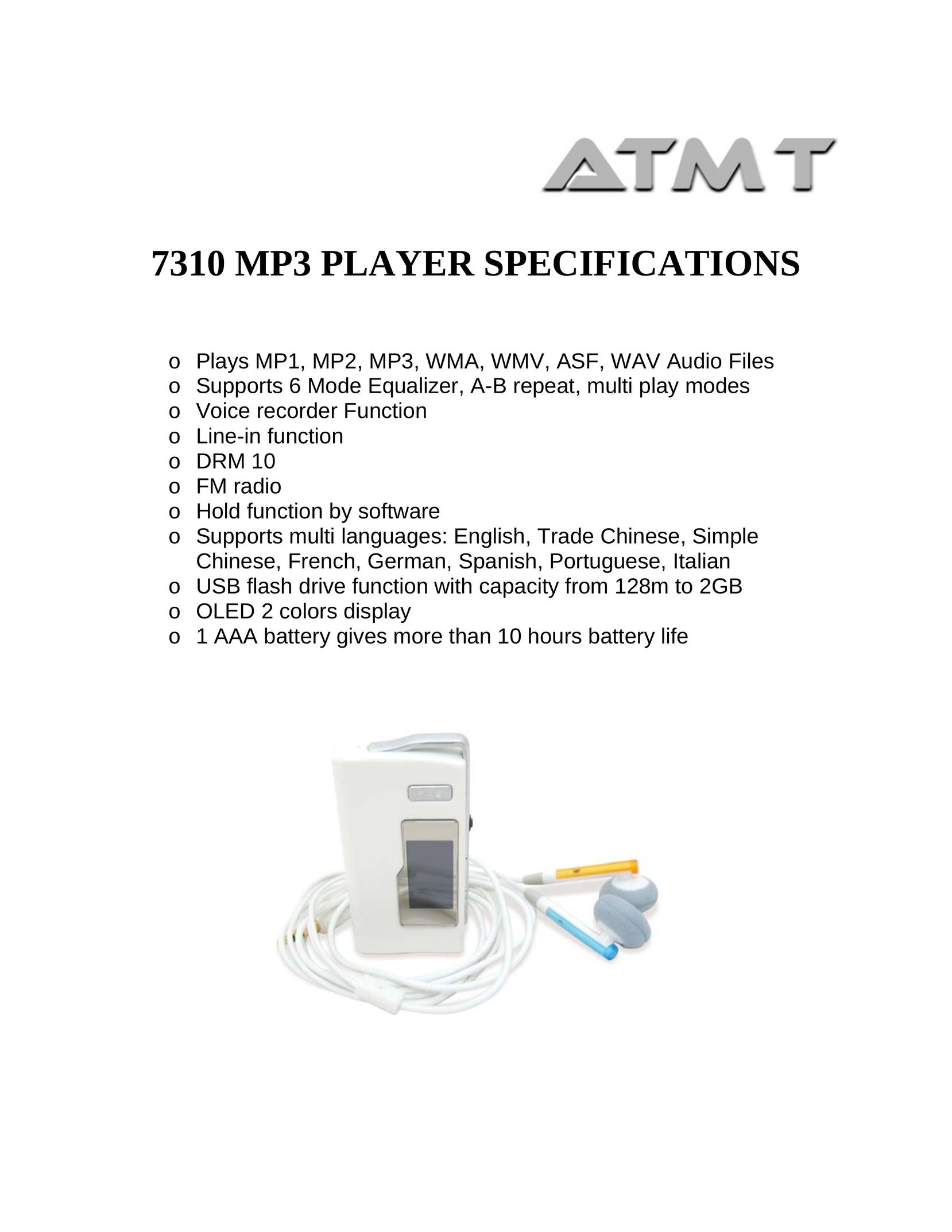 ATMT MP160 MP3 Player User Manual