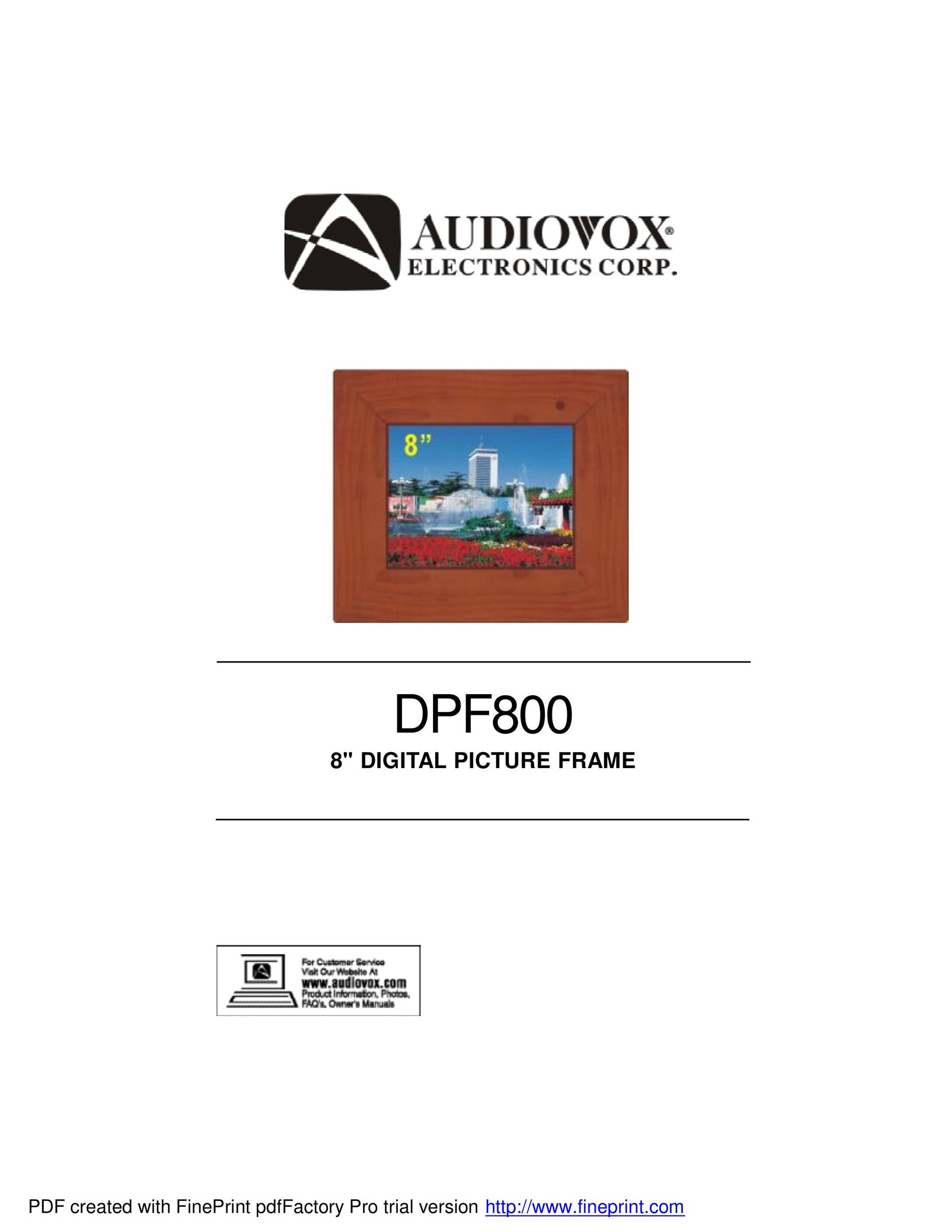 Audiovox DPF800 MP3 Player User Manual