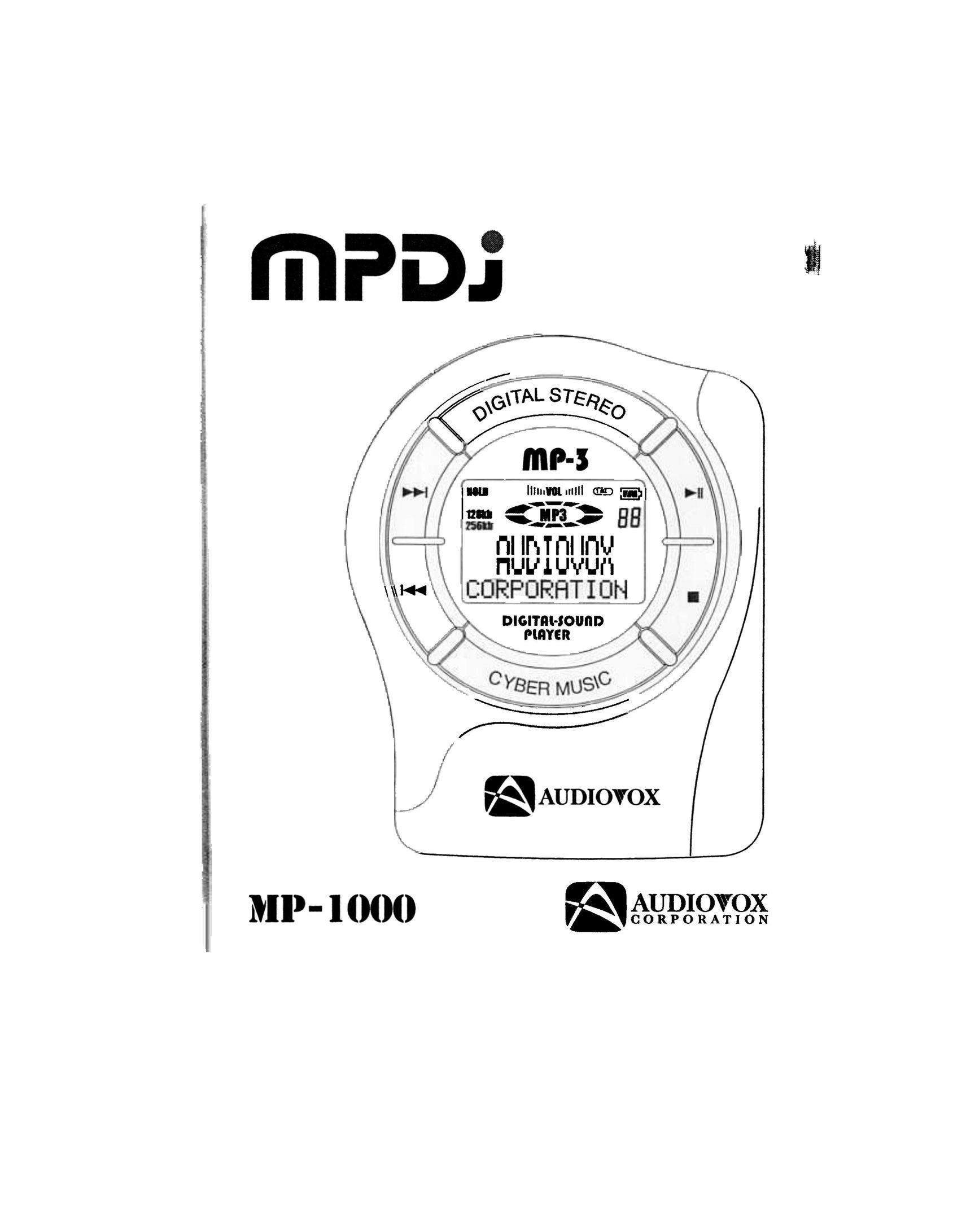 Audiovox MP1000 MP3 Player User Manual