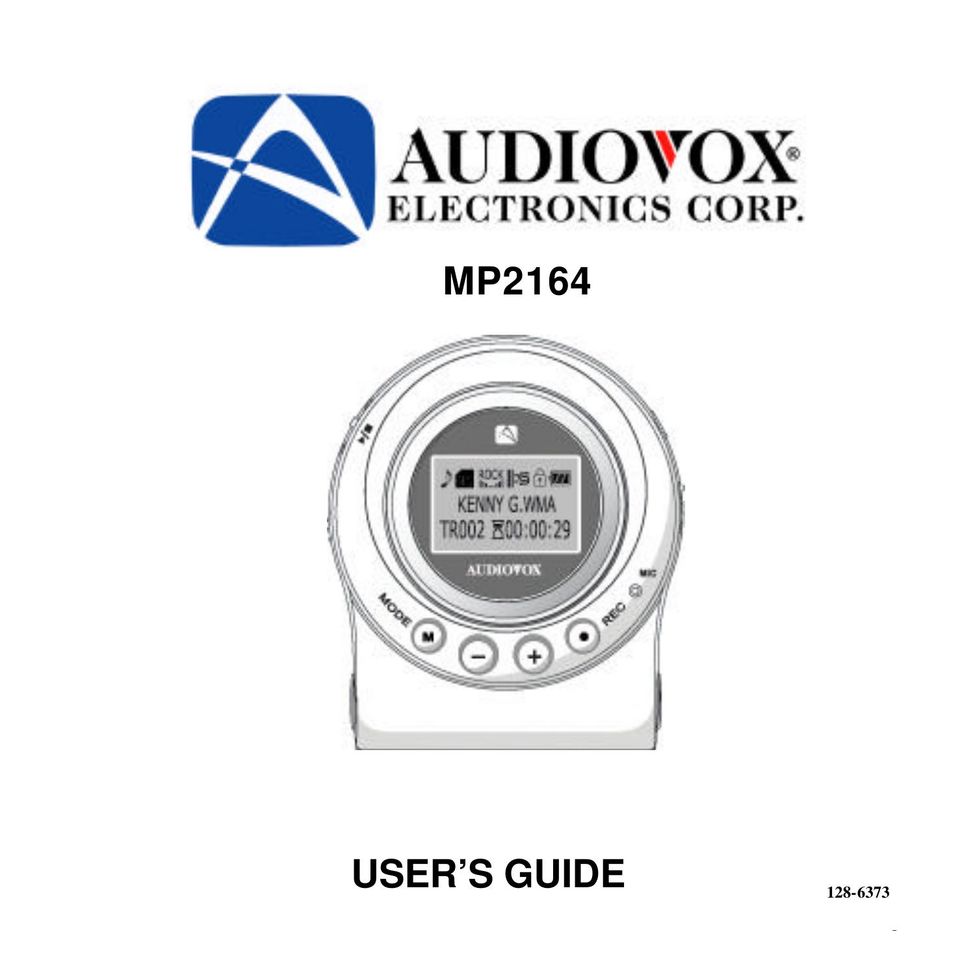 Audiovox MP2164 MP3 Player User Manual
