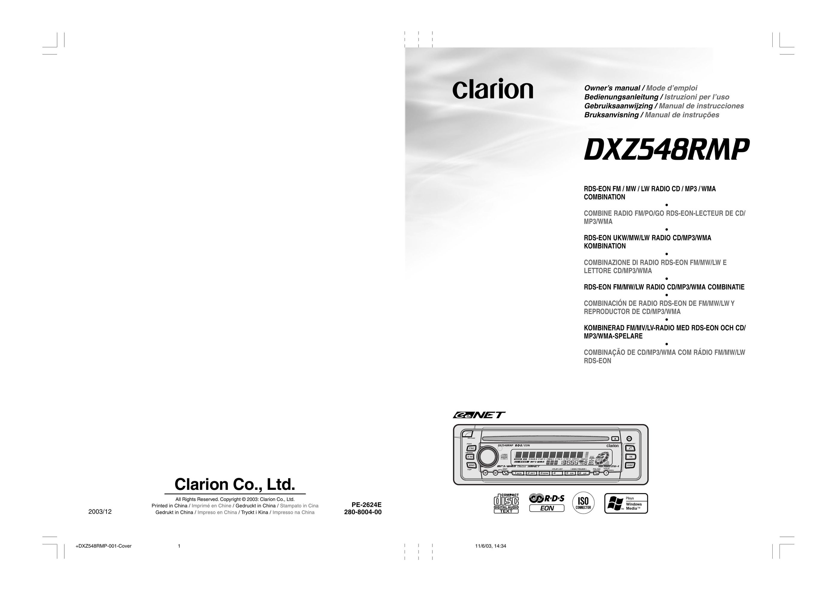 Clarion DXZ548RMP MP3 Player User Manual