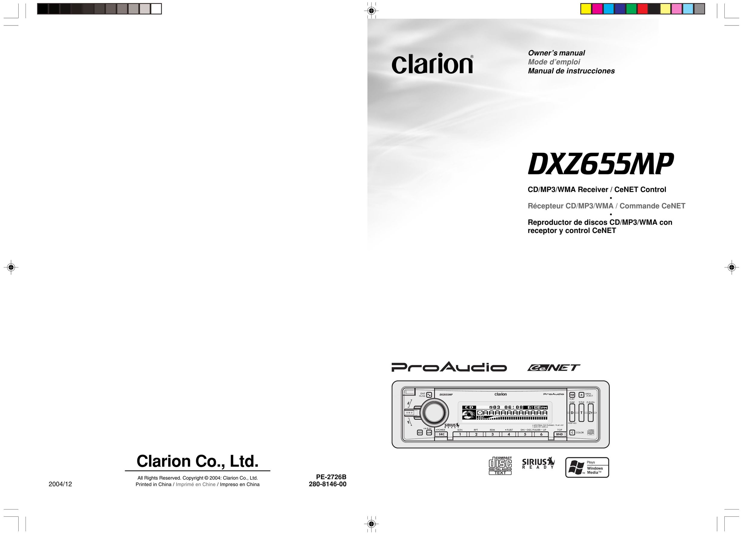 Clarion DXZ655MP MP3 Player User Manual