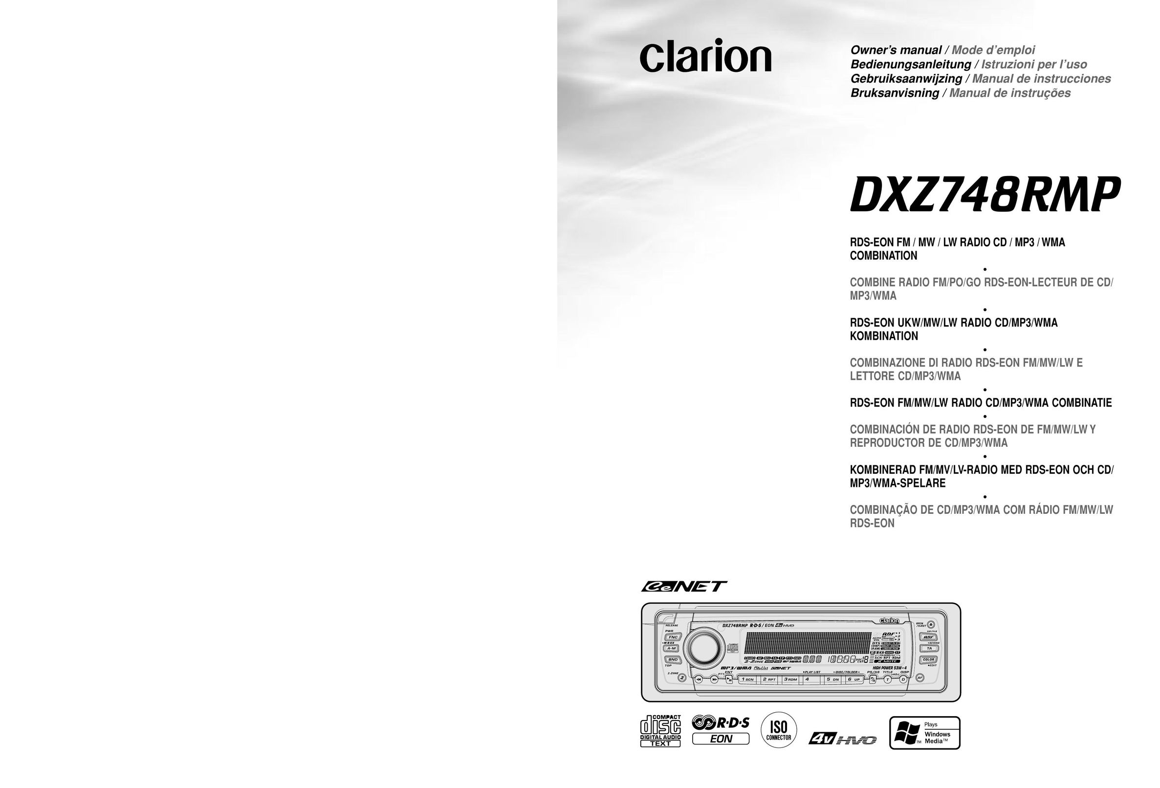 Clarion DXZ748RMP MP3 Player User Manual