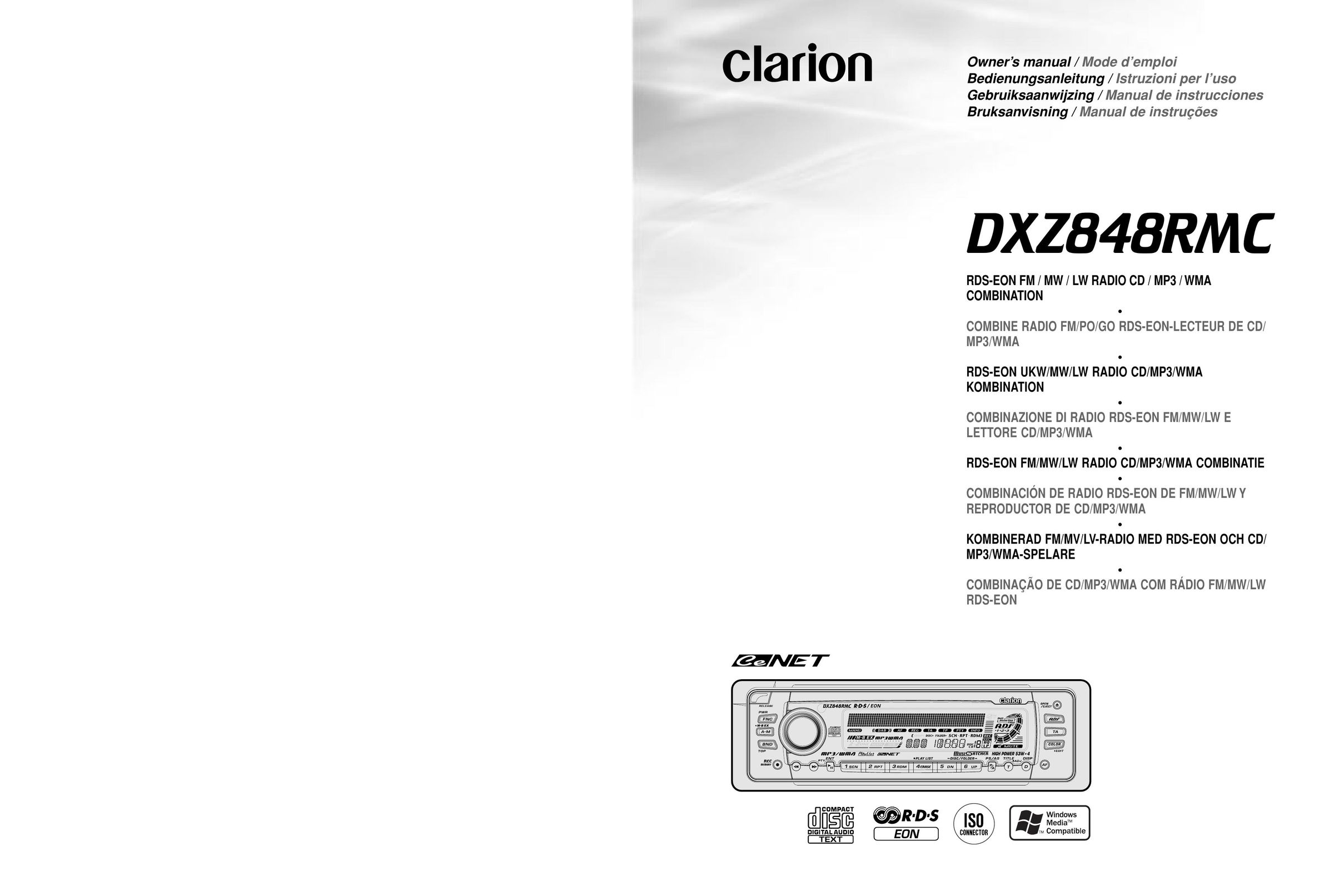 Clarion DXZ848RMC MP3 Player User Manual