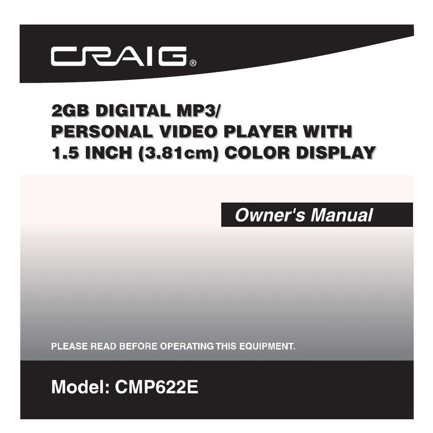 Craig CMP622E MP3 Player User Manual