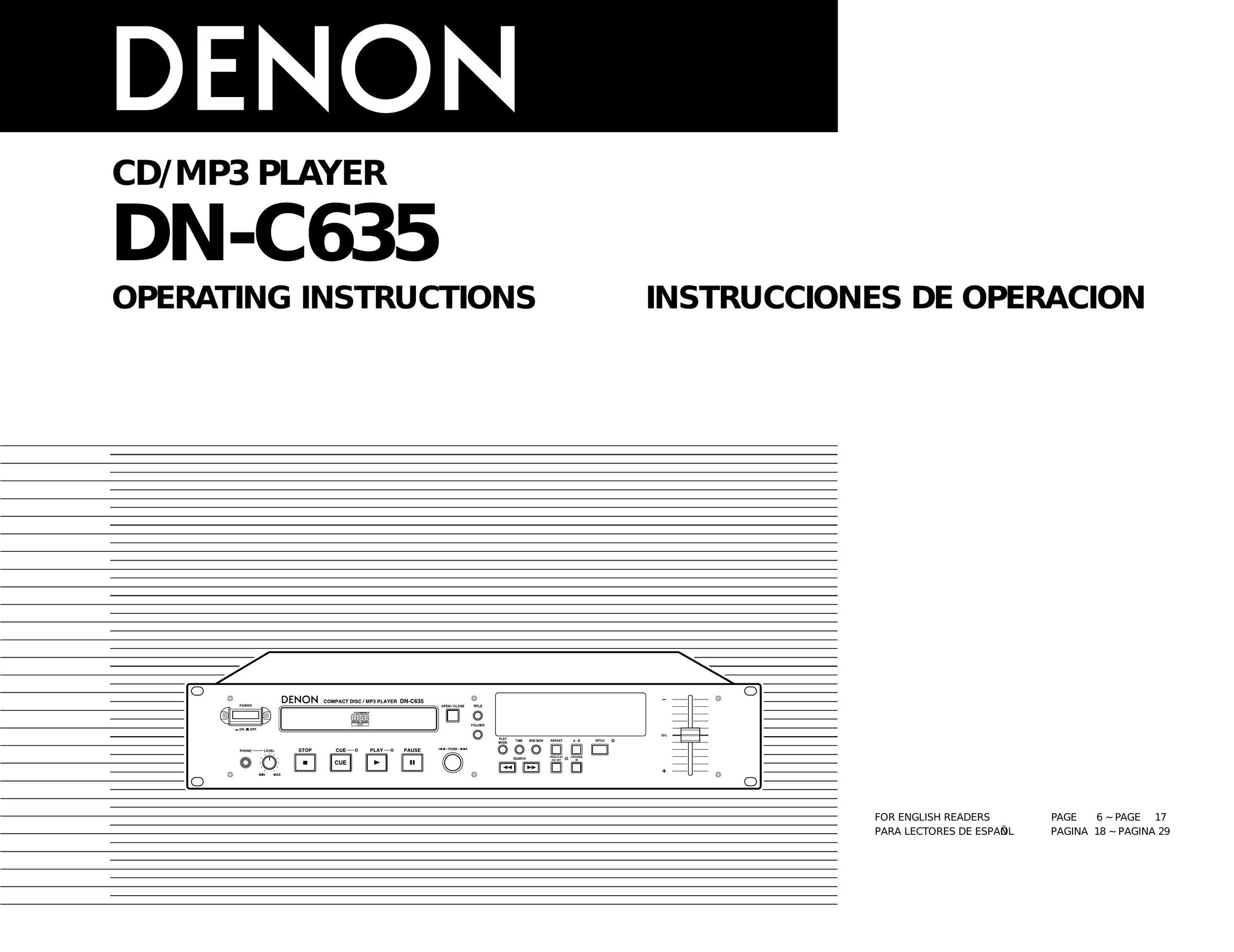 Denon DN-C635 MP3 Player User Manual