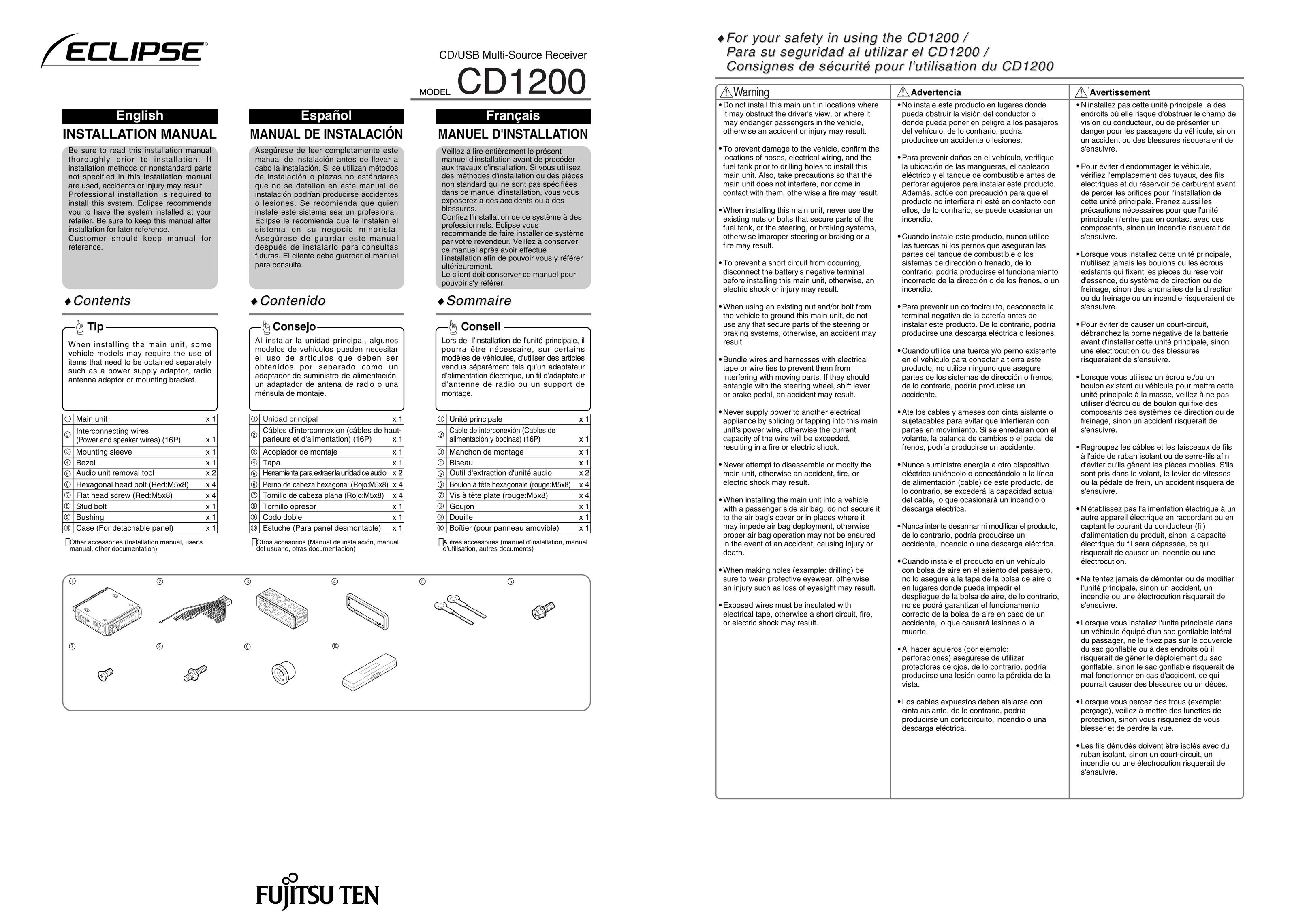 Eclipse - Fujitsu Ten CD1200 MP3 Player User Manual