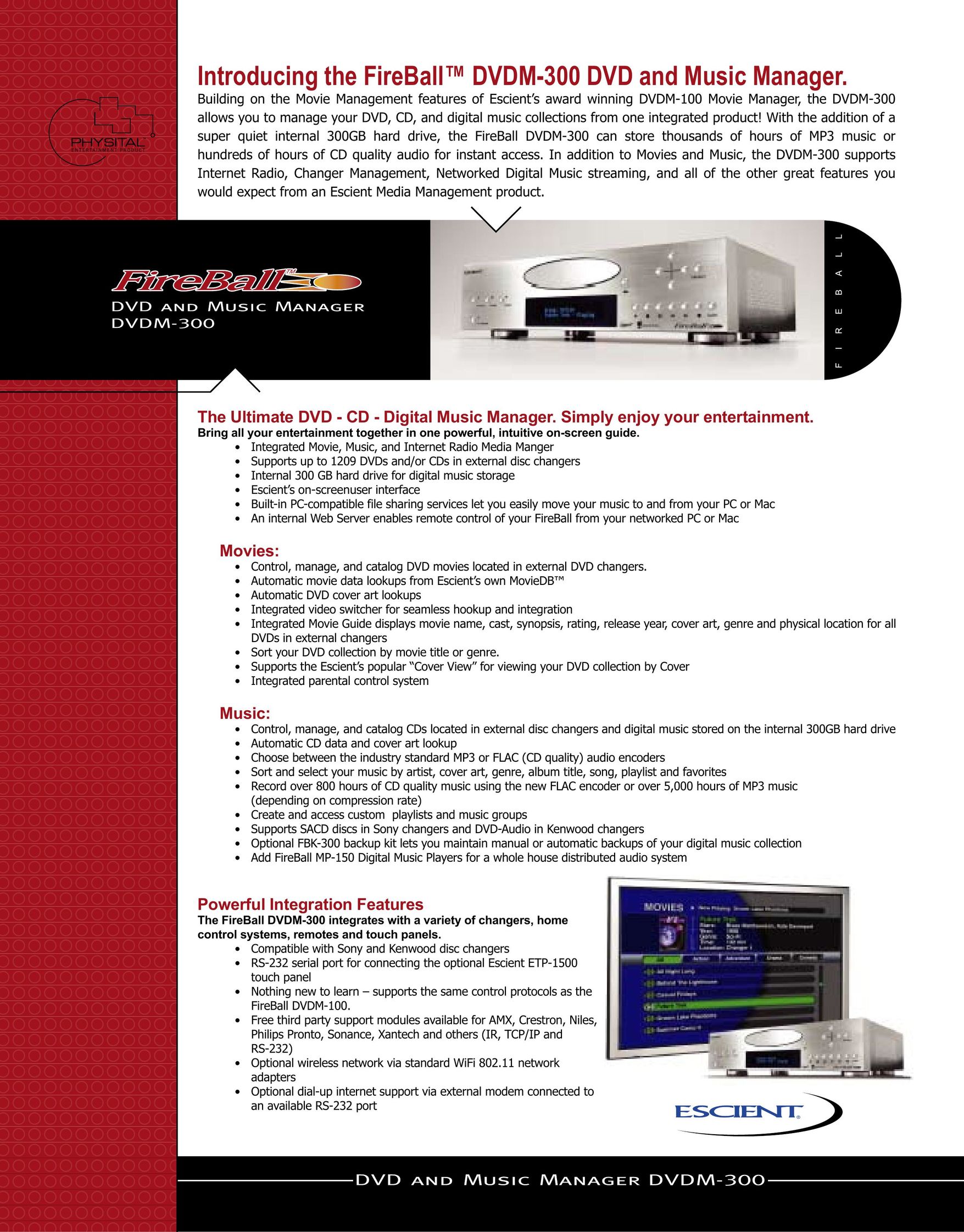 Escient DVDM-300 MP3 Player User Manual