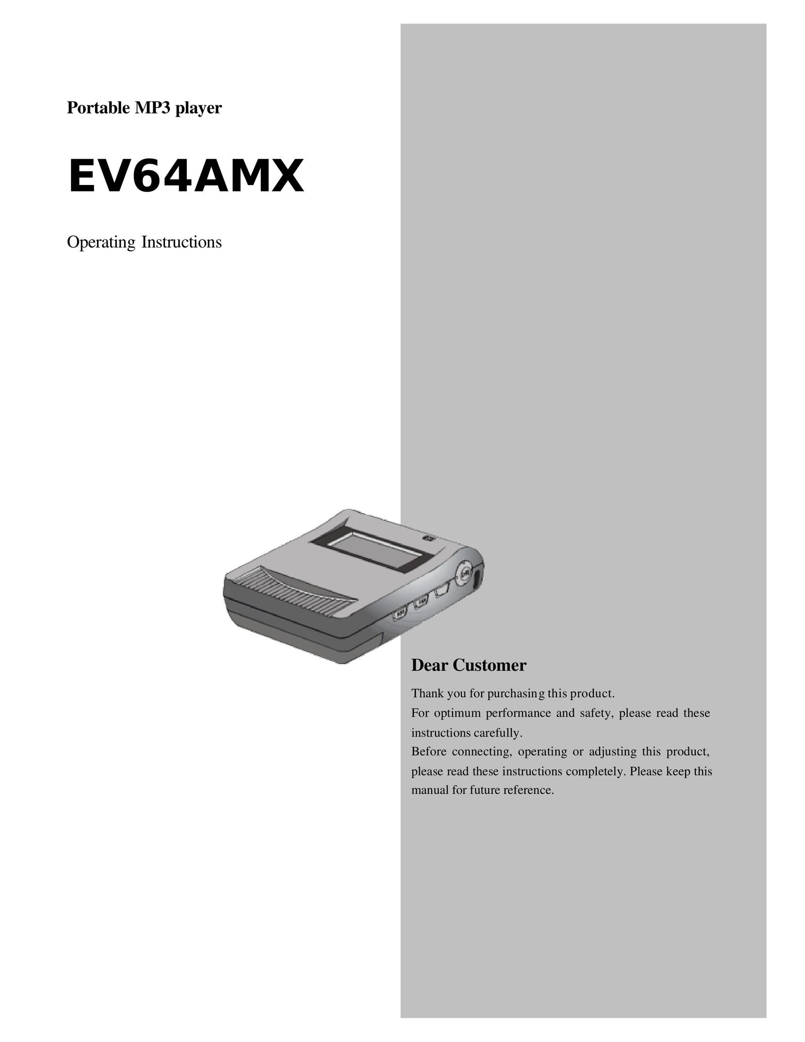 Evolution Technologies EV64AMX MP3 Player User Manual