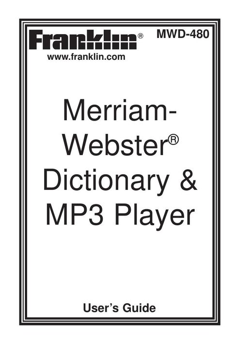 Franklin MWD-480 MP3 Player User Manual