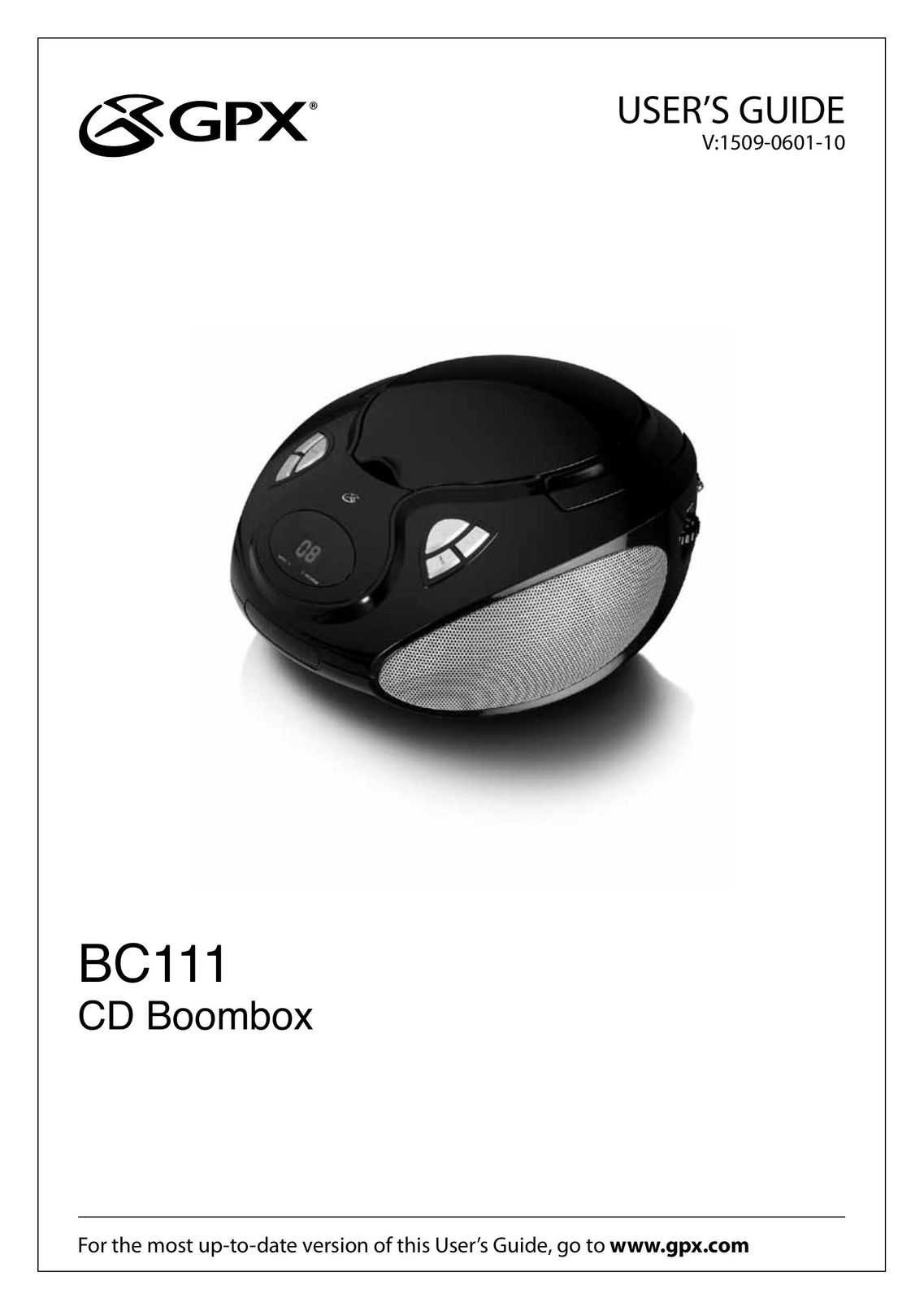 GPX BC111B MP3 Player User Manual