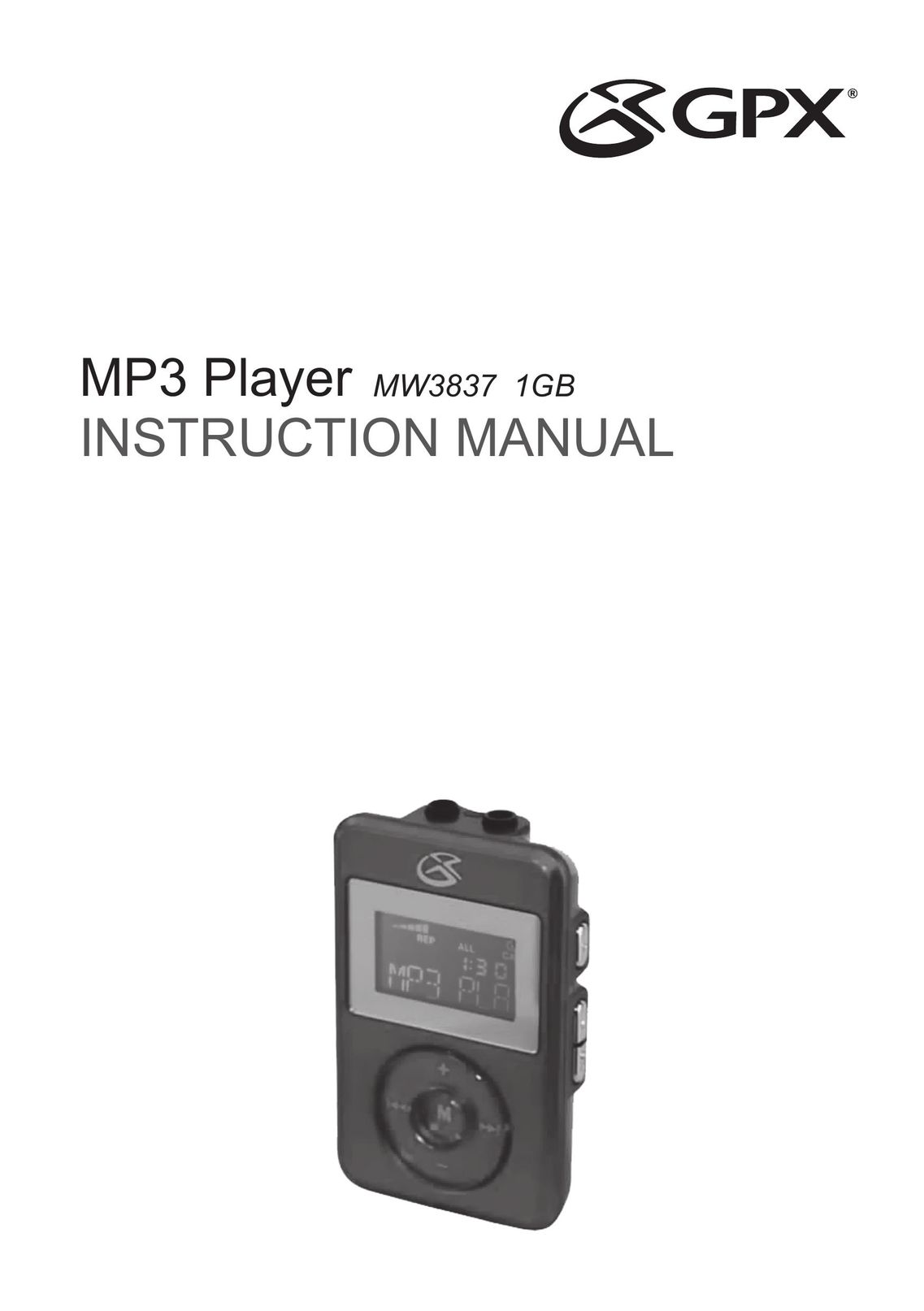GPX mw3837 MP3 Player User Manual
