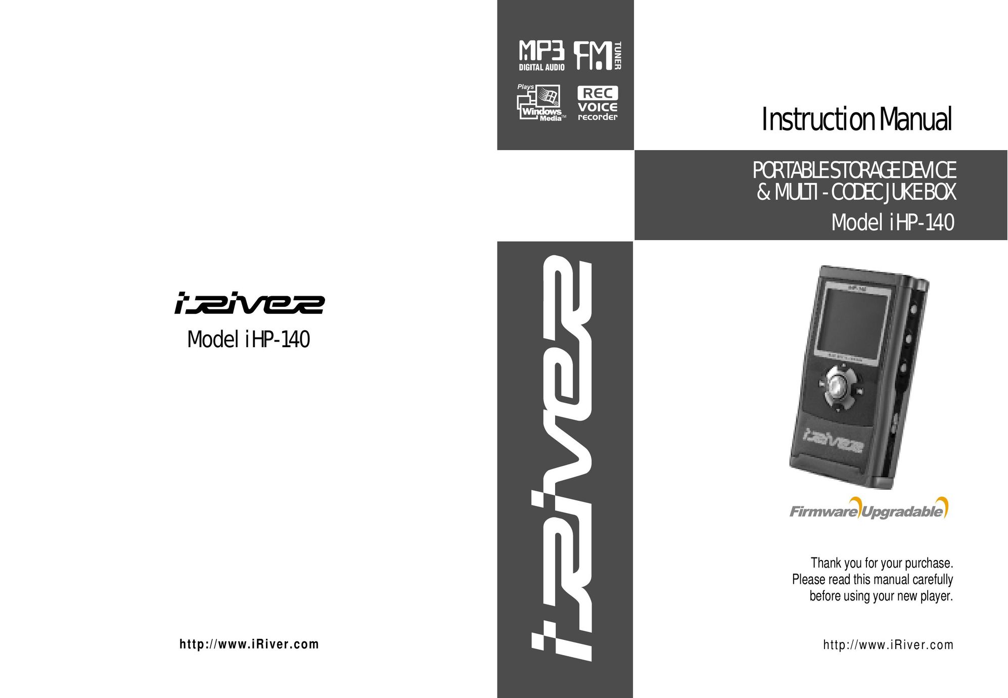 IRiver IHP-140 MP3 Player User Manual