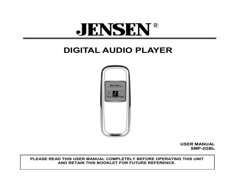 Jensen SMP-2GBL MP3 Player User Manual