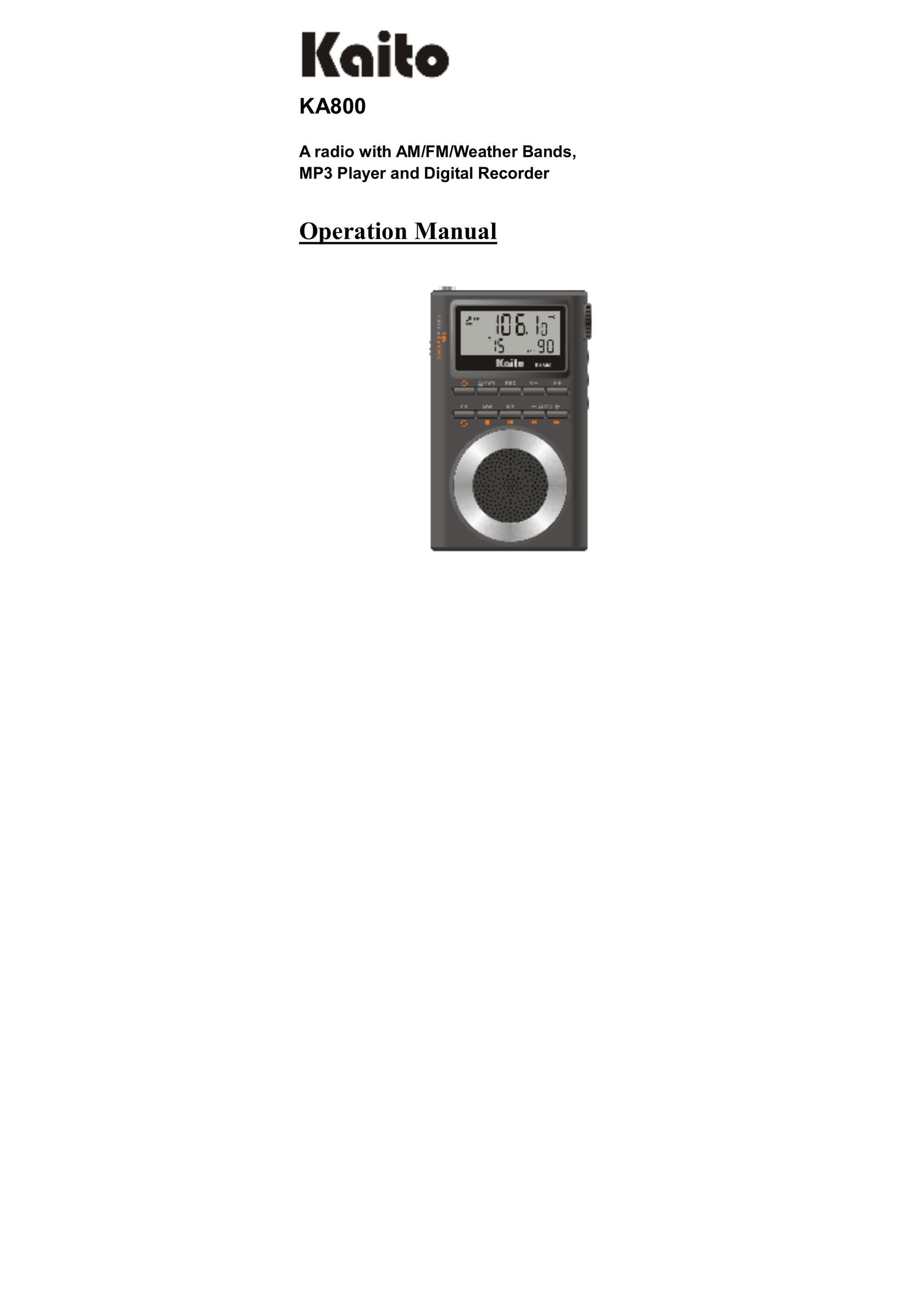 Kaito electronic KA800 MP3 Player User Manual