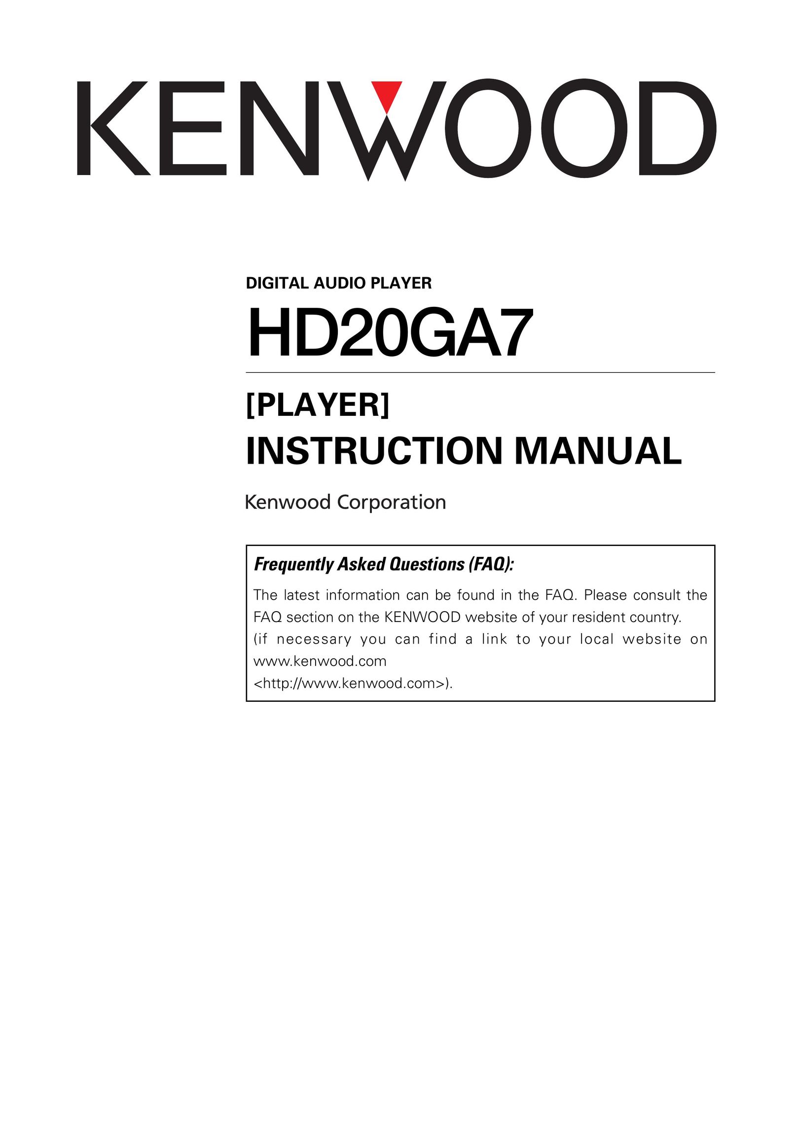 Kenwood HD20GA7 MP3 Player User Manual