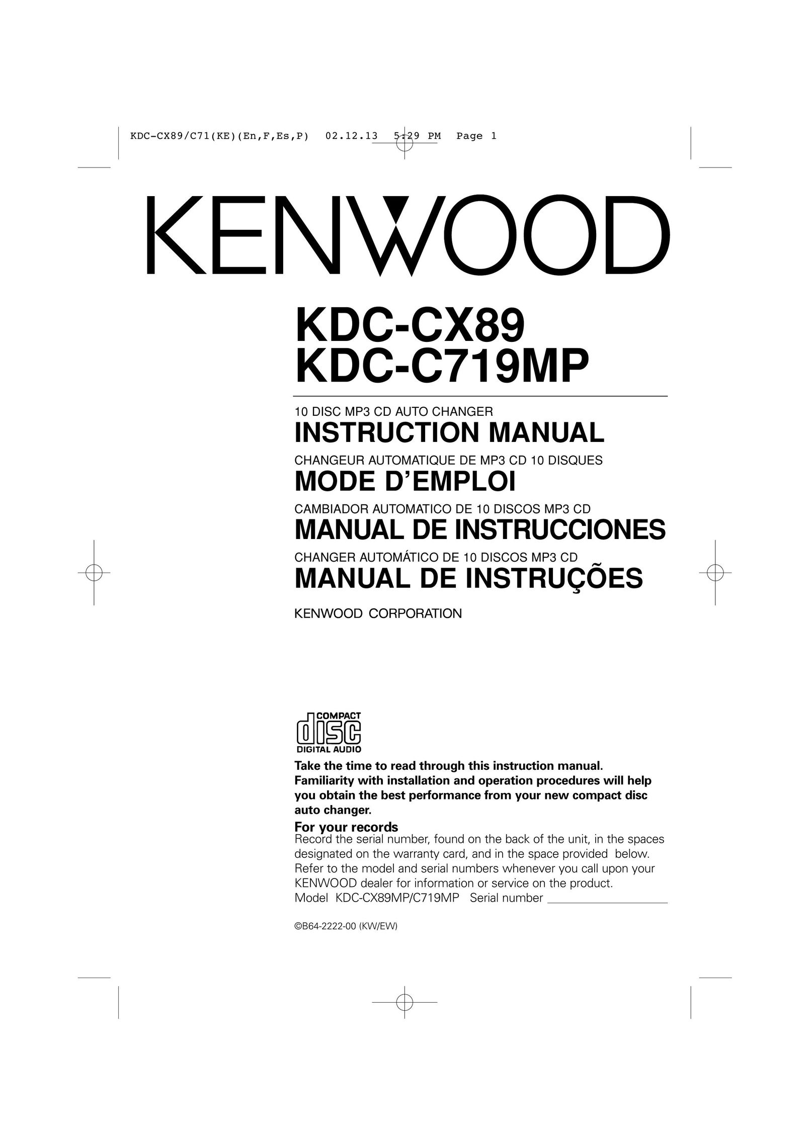 Kenwood KDC-C719PM MP3 Player User Manual
